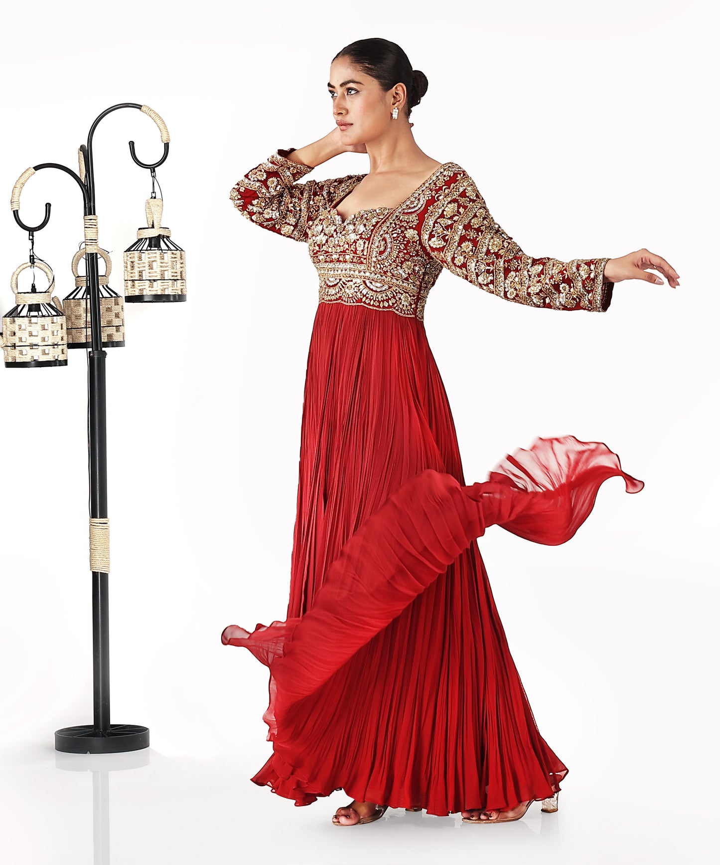 Red Zardozi Anaarkali