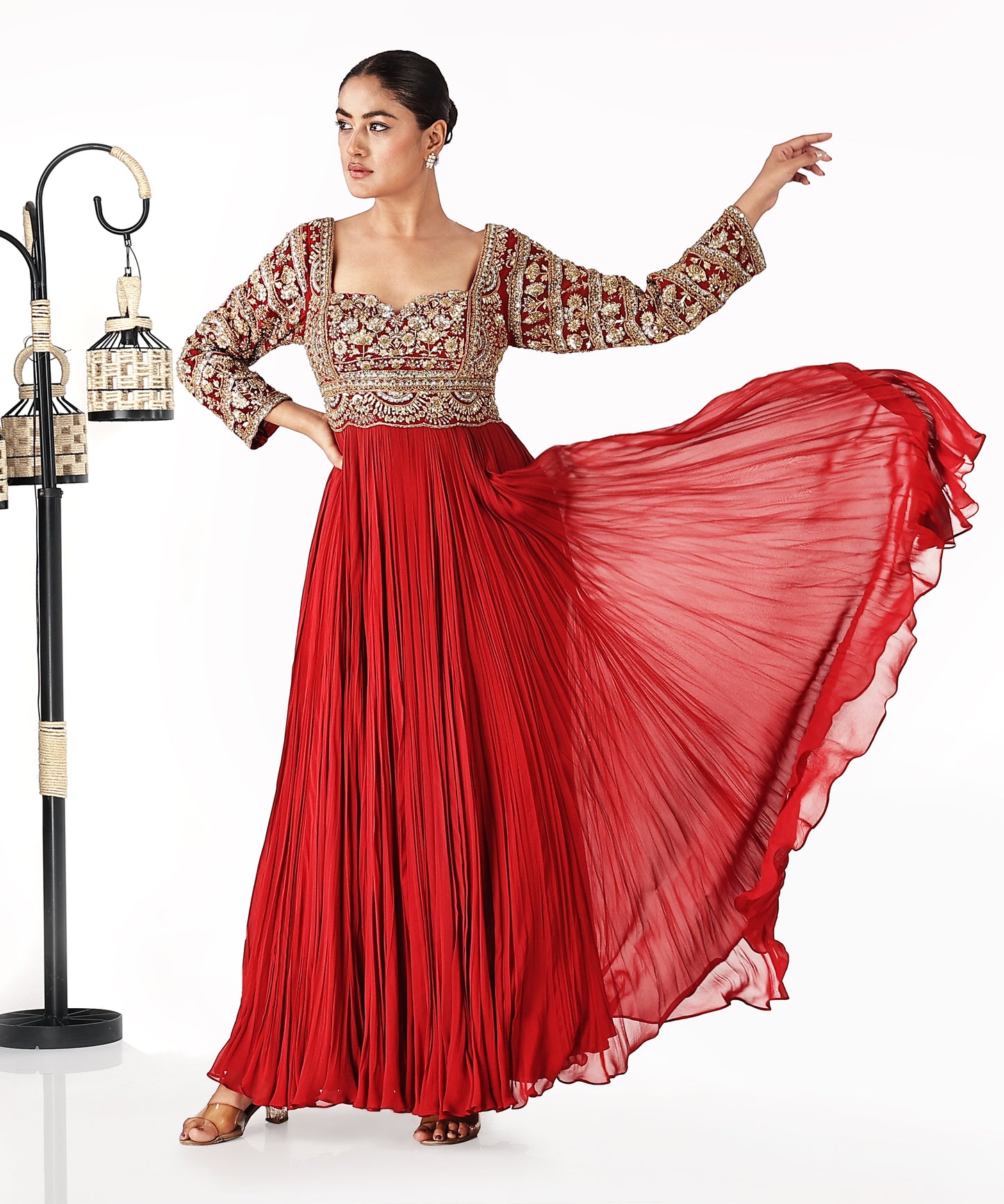 Red Zardozi Anaarkali