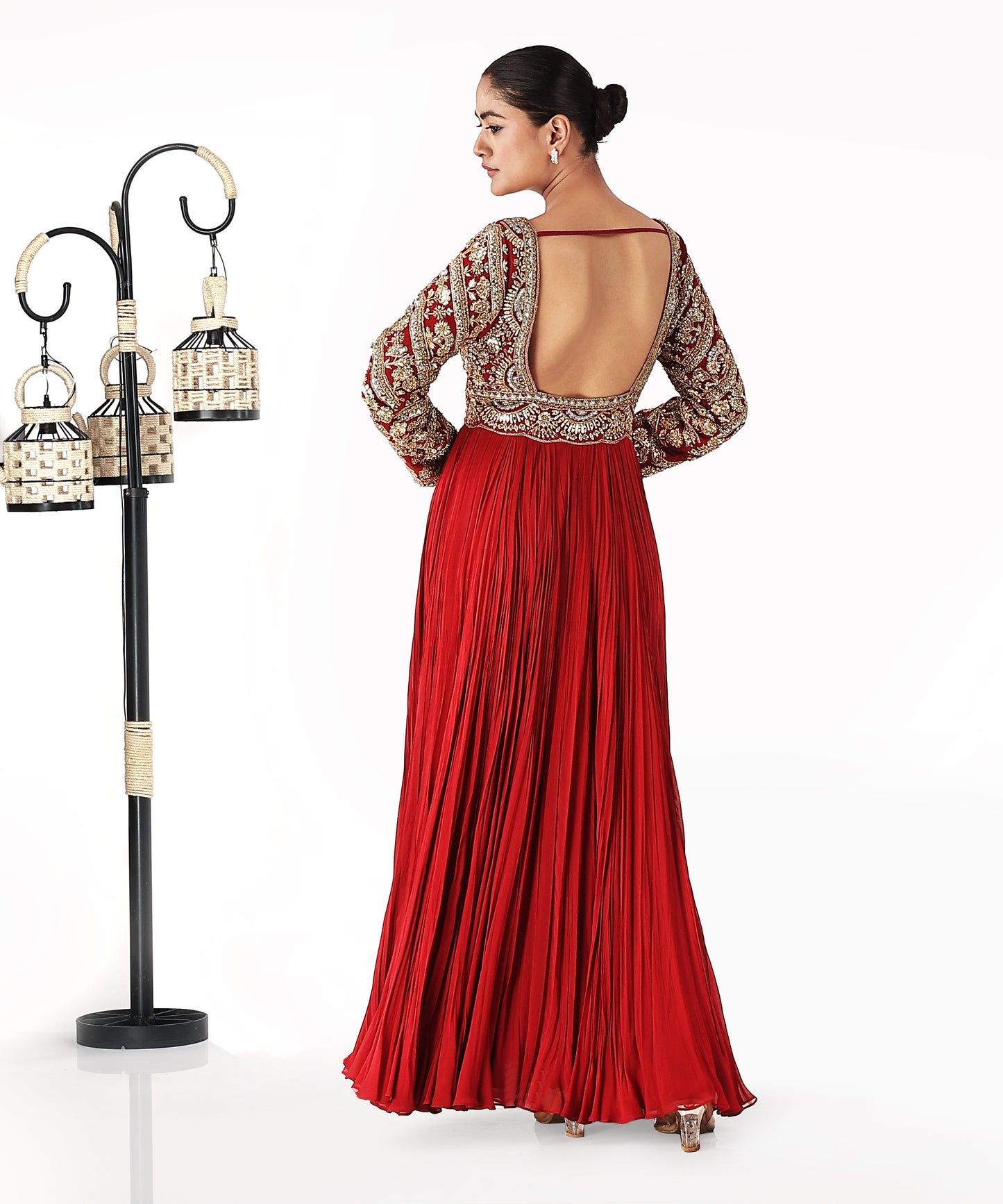 Red Zardozi Anaarkali