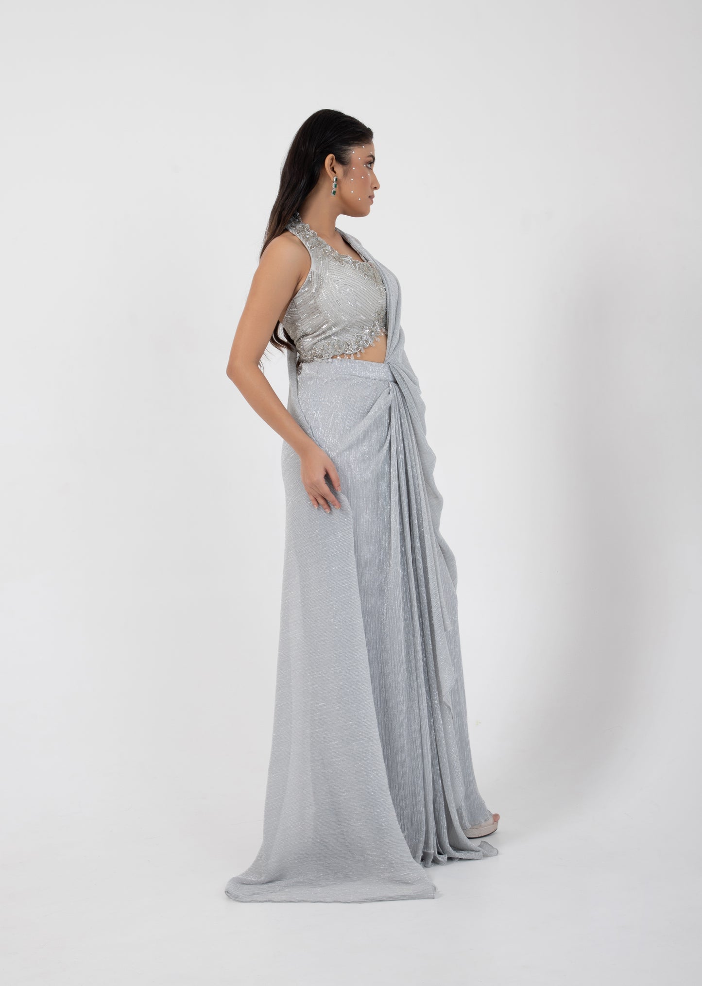 OPAL SHIMMER DRAPE SAREE SET