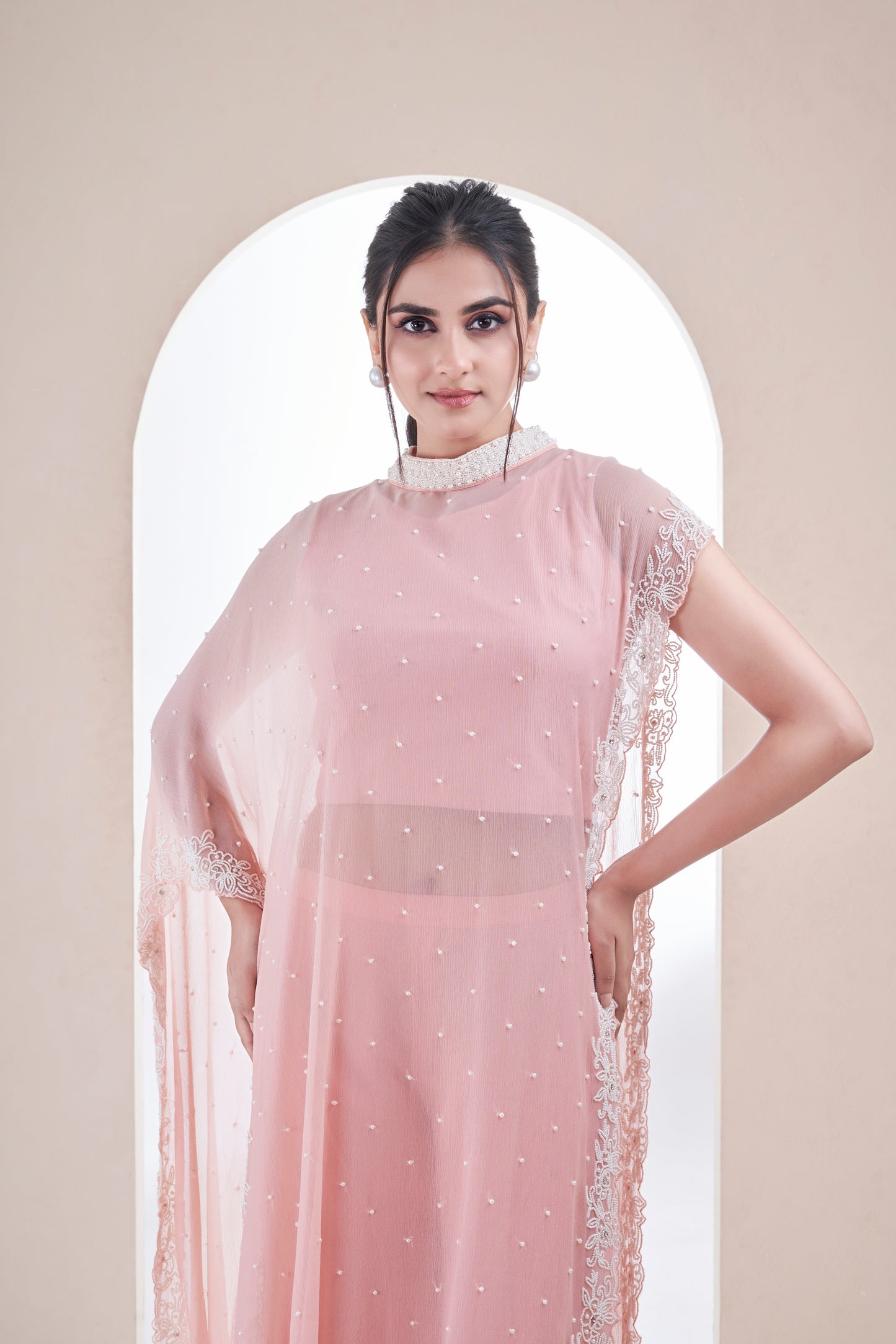 Blush Pink Chiffon Sharara Set