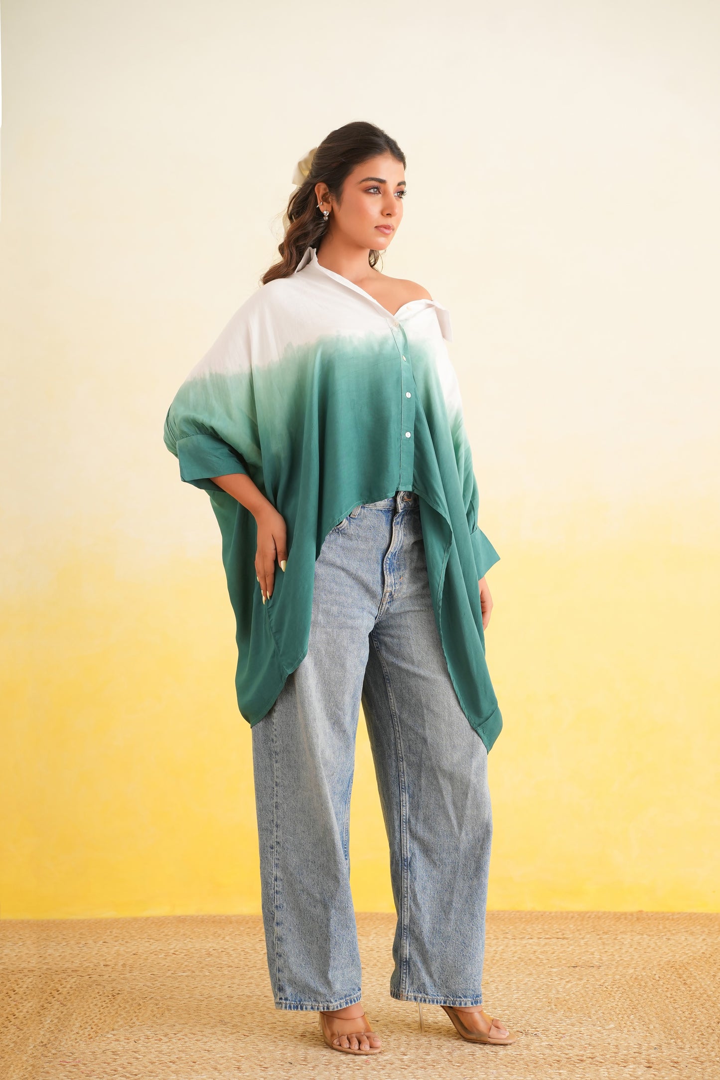 Ombre Shirt (White & Green)