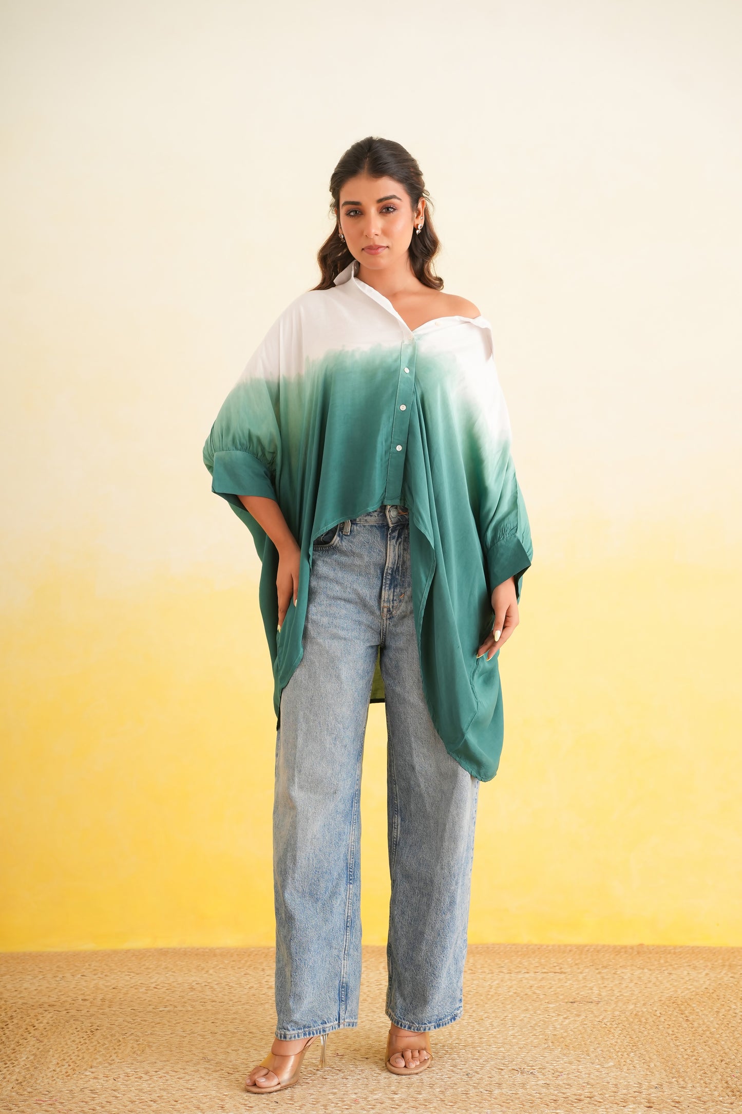 Ombre Shirt (White & Green)