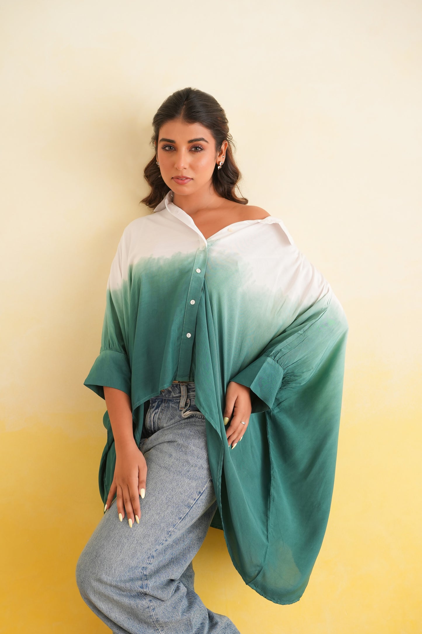 Ombre Shirt (White & Green)