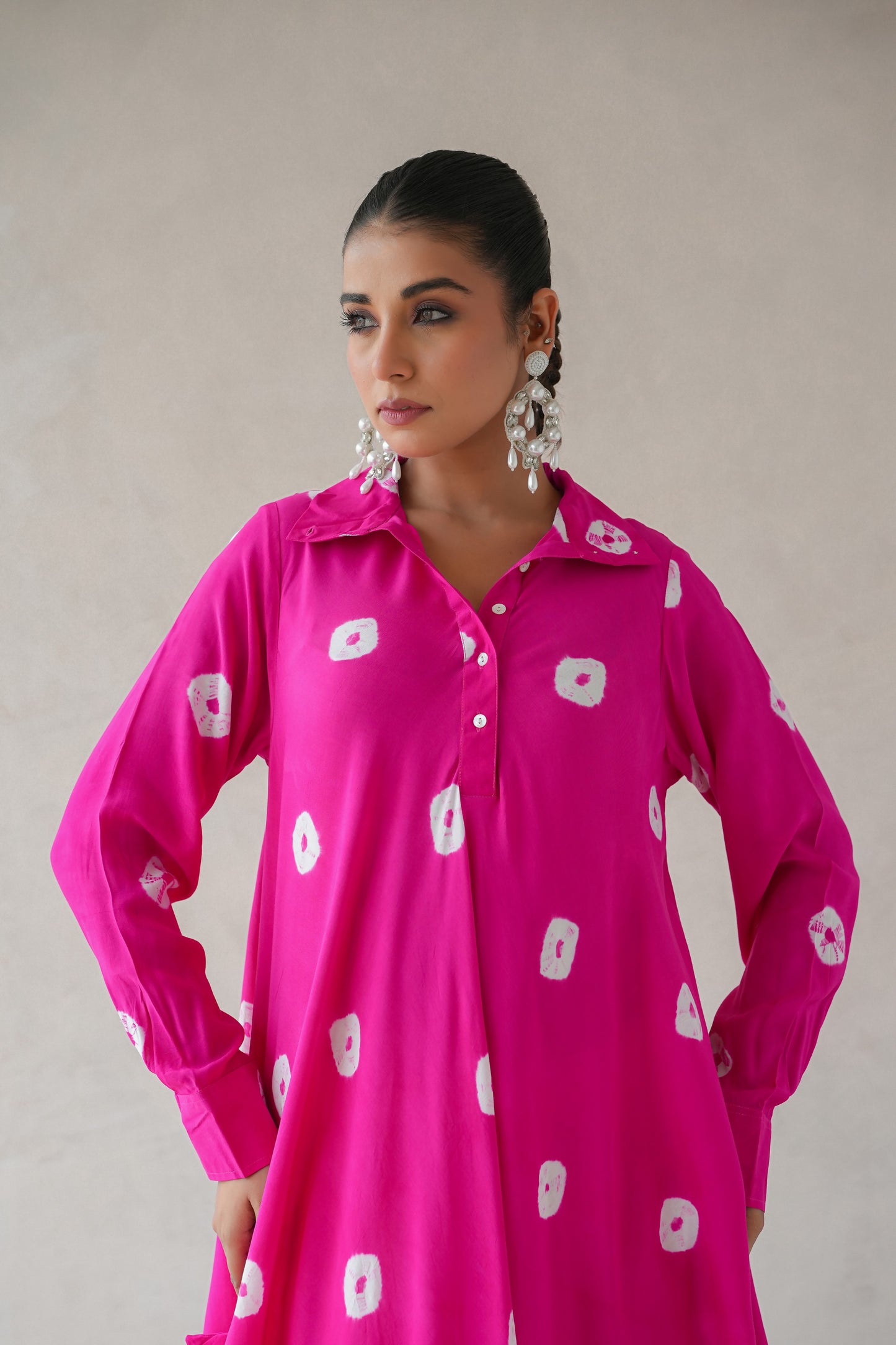 Bandhani Kurta (Hot Pink)
