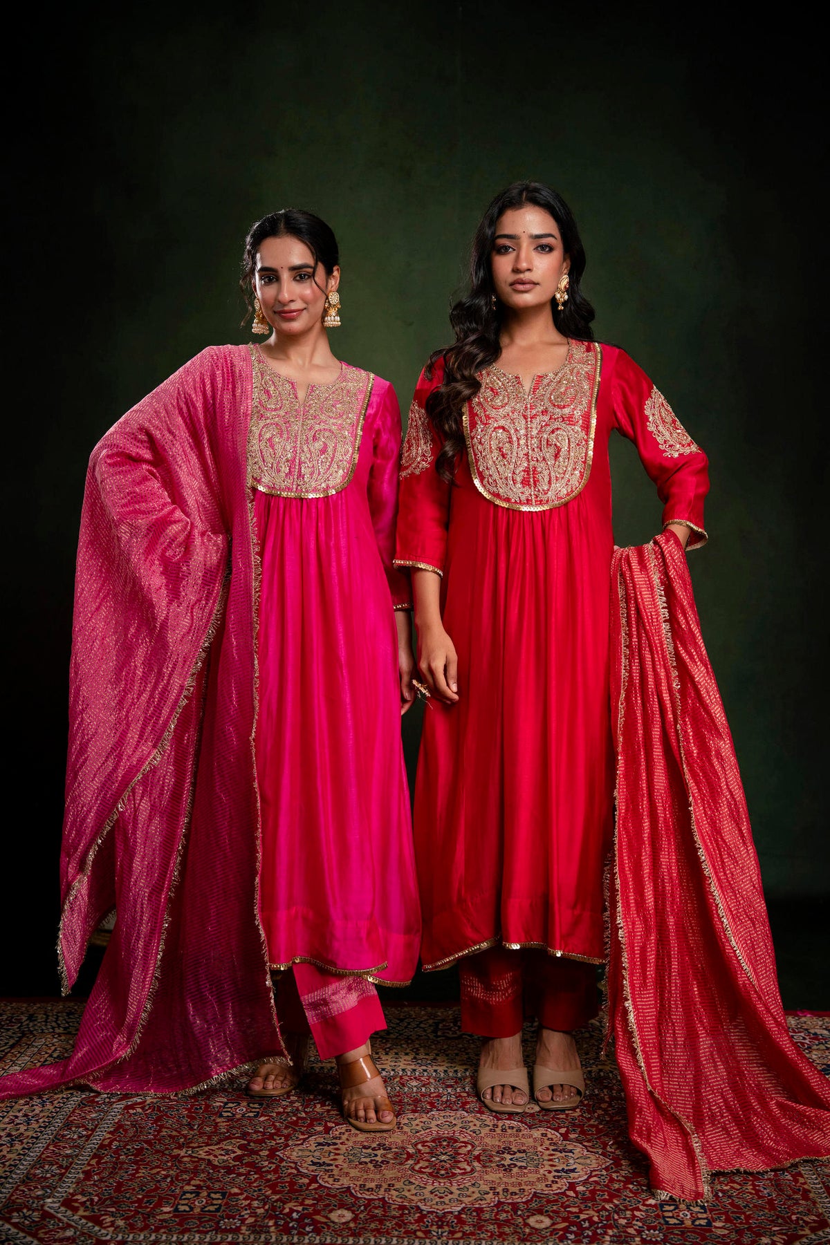 Hot Pink suit with tissue Dupatta