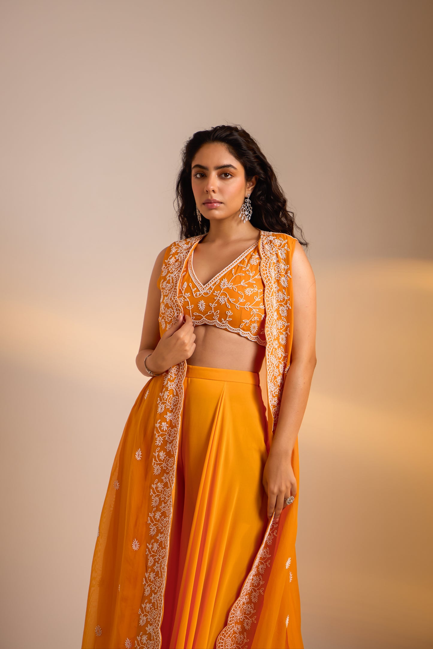 Embellished Plazzos set with Cape
