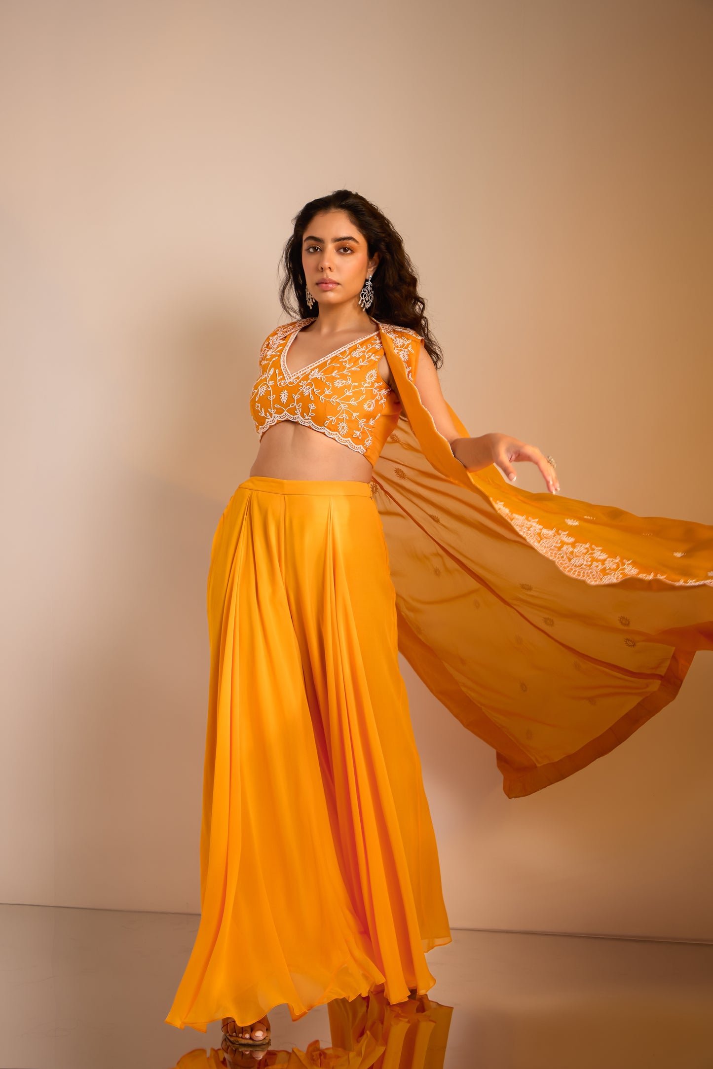 Embellished Plazzos set with Cape