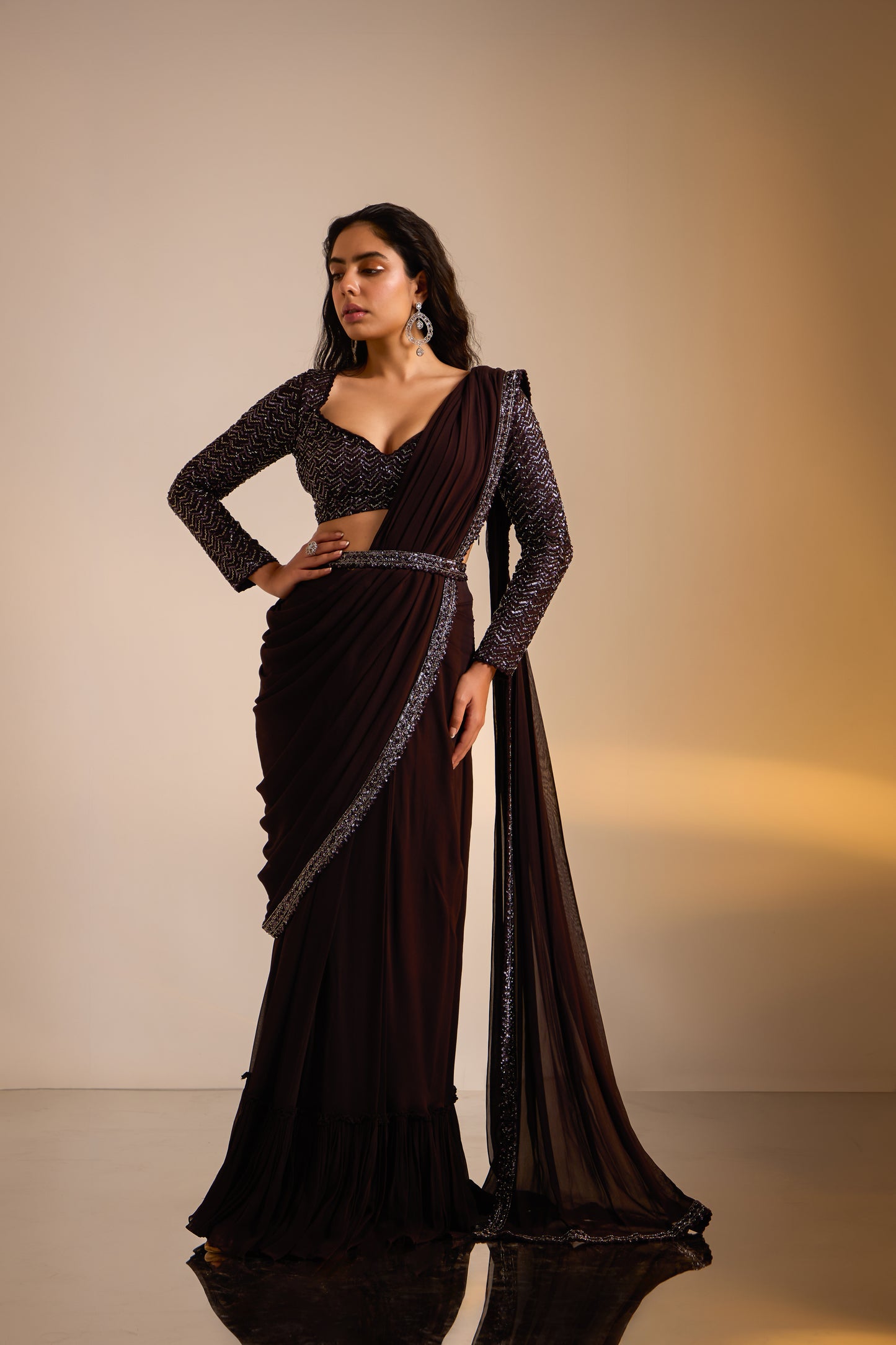 Embellished Pre Draped Saree