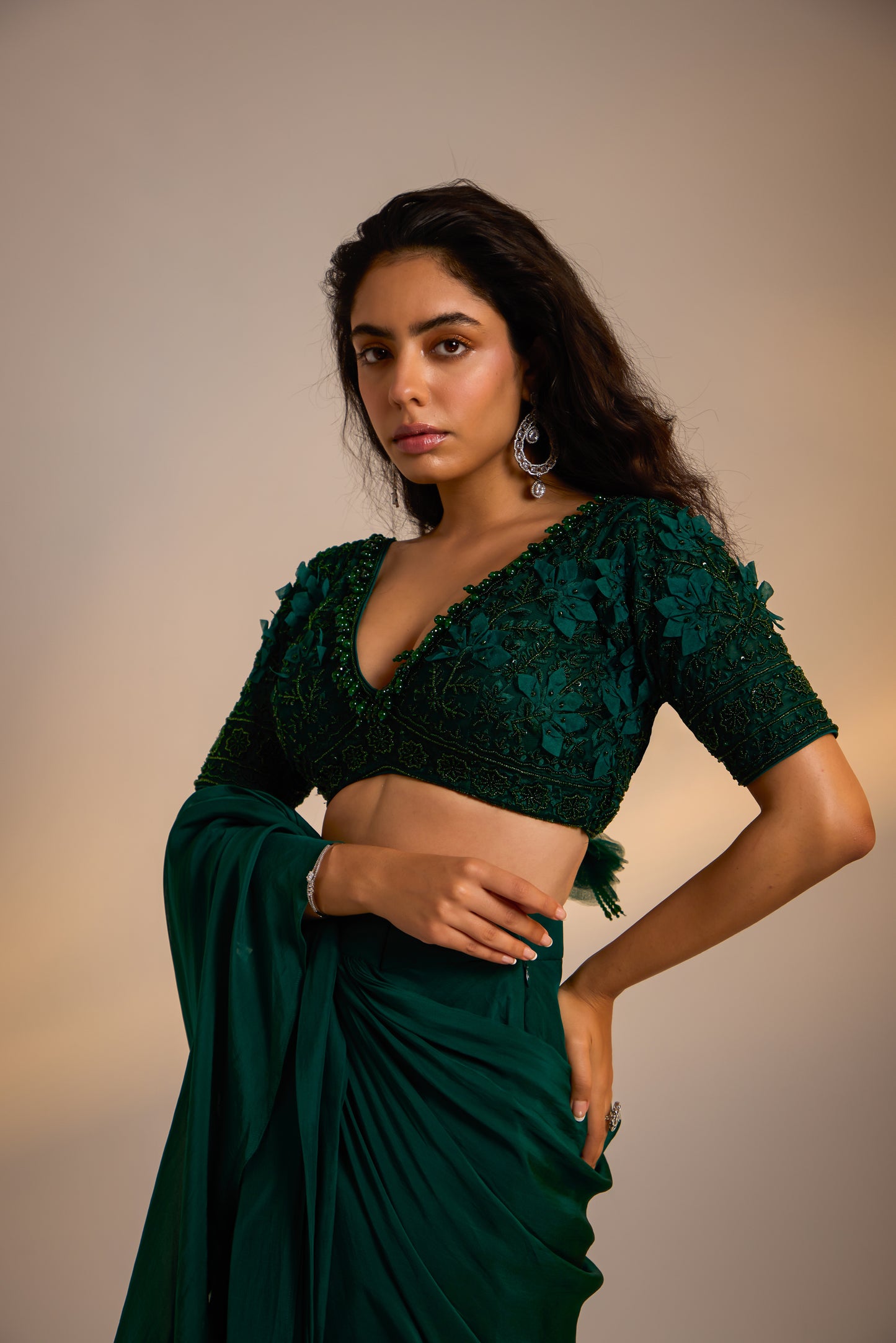 Embellished Lehenga Draped Saree