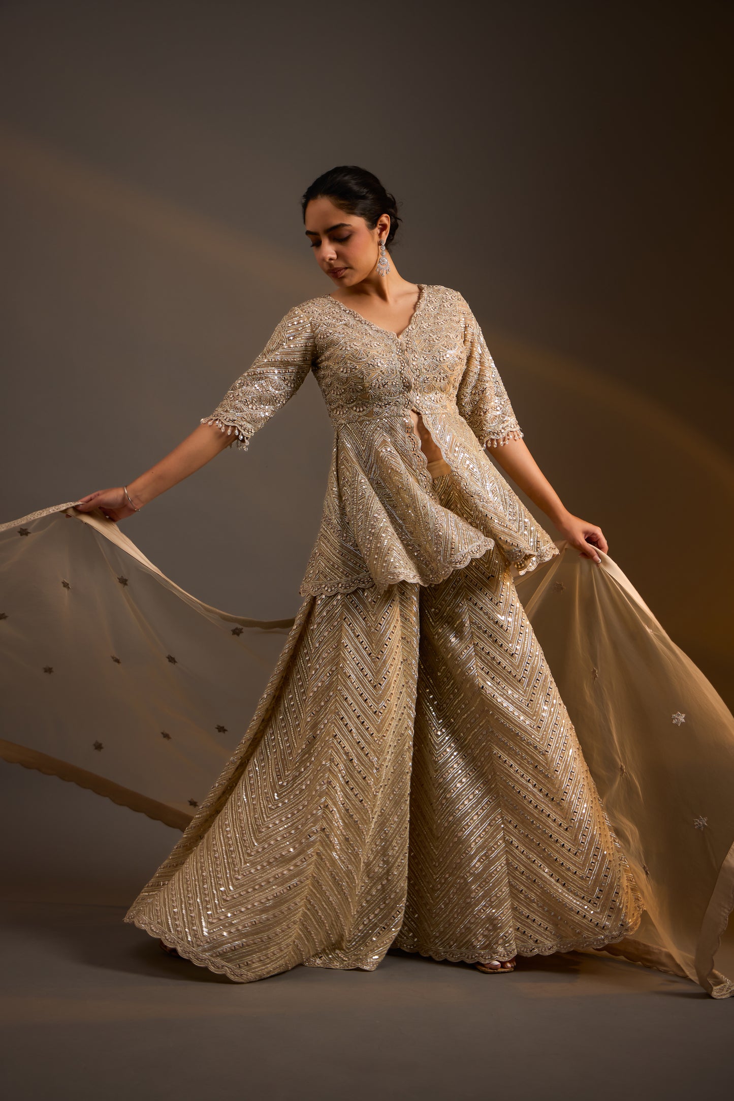 Embellished Peplum Sharara set