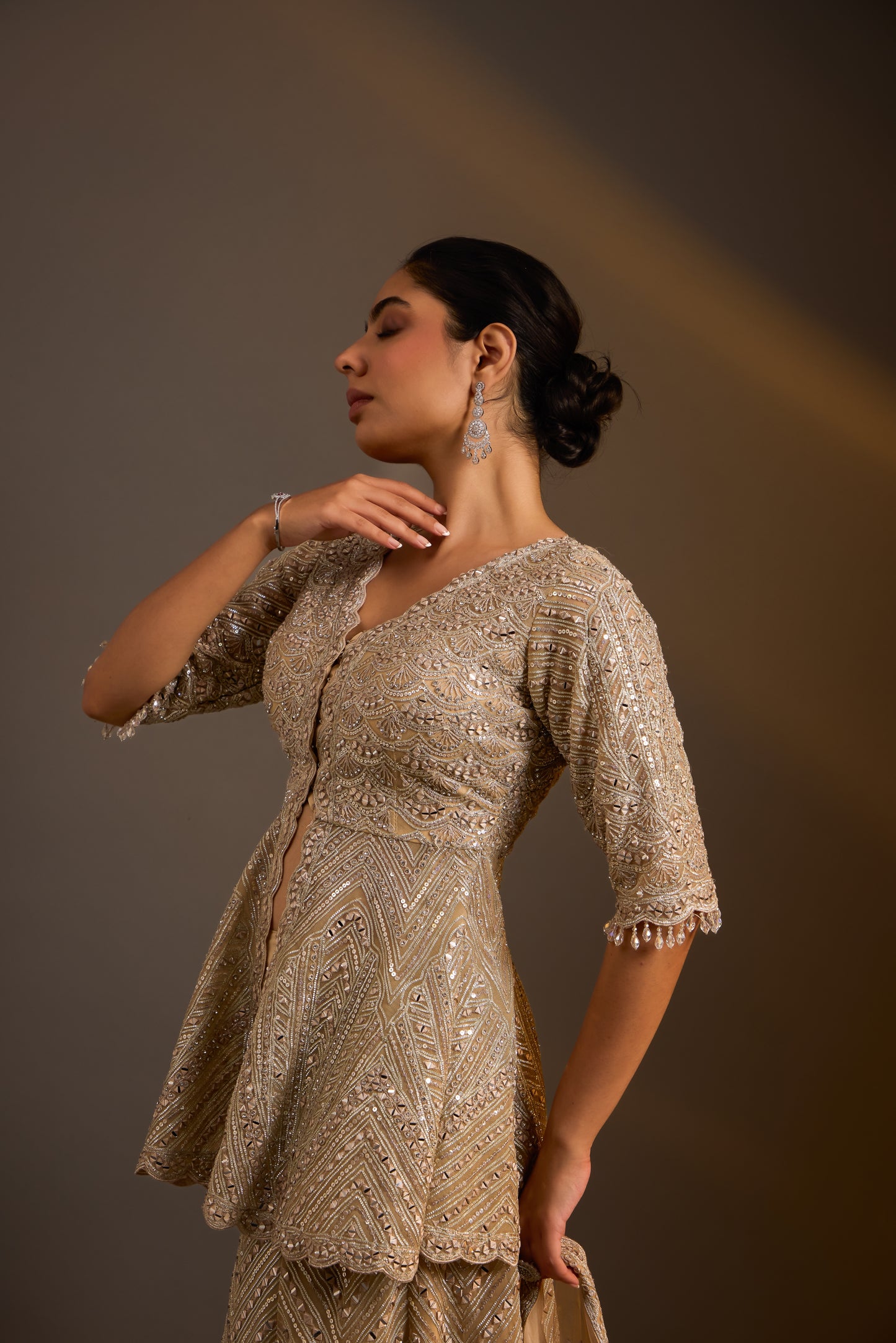 Embellished Peplum Sharara set