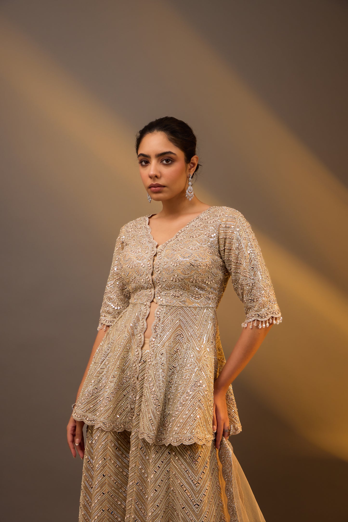 Embellished Peplum Sharara set
