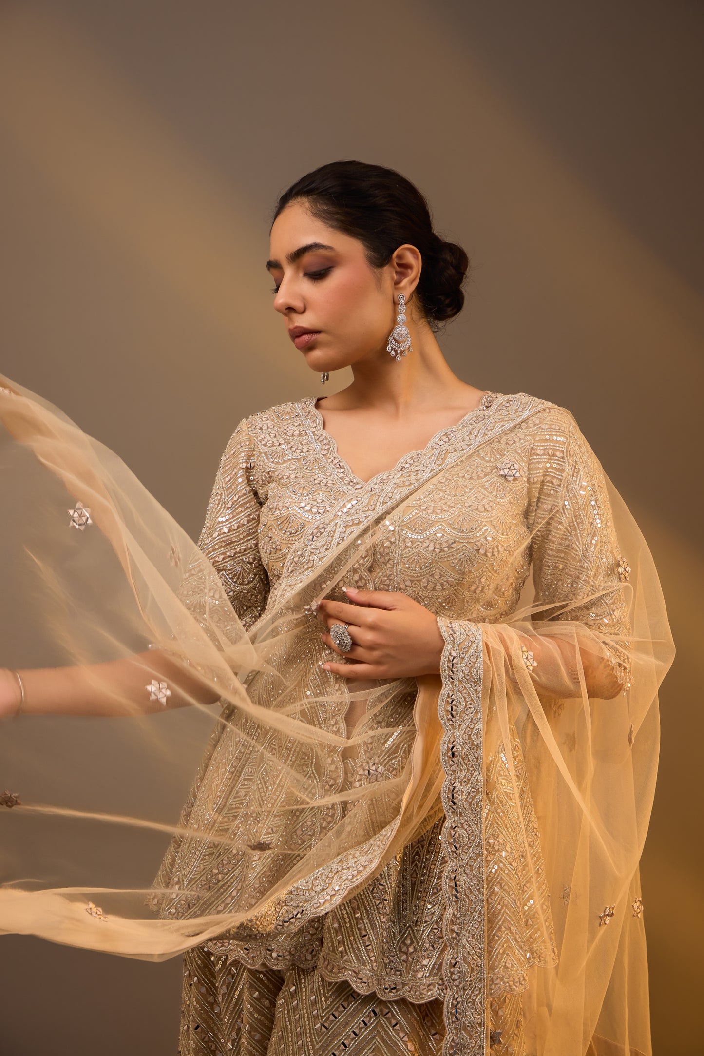 Embellished Peplum Sharara set