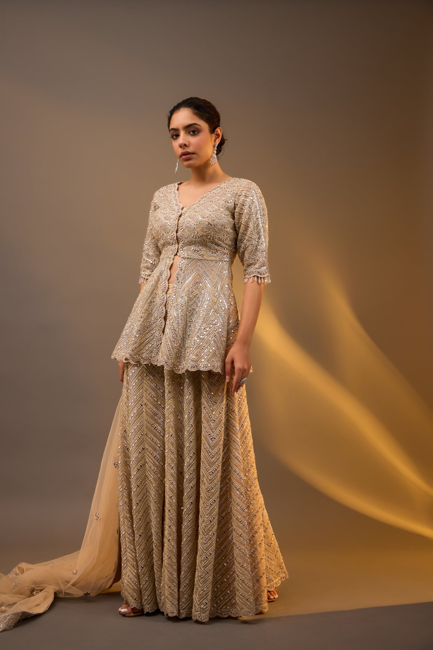 Embellished Peplum Sharara set