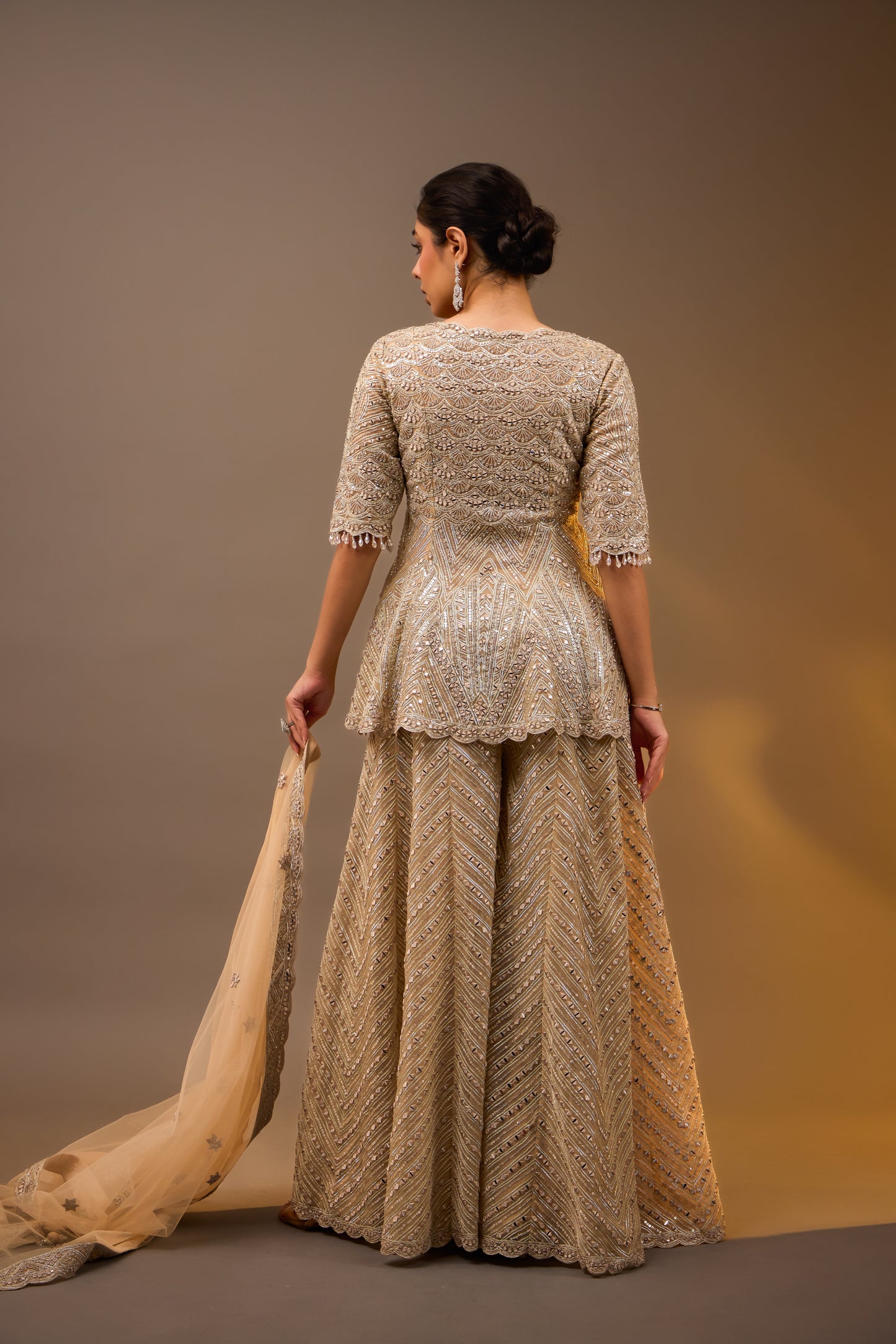 Embellished Peplum Sharara set
