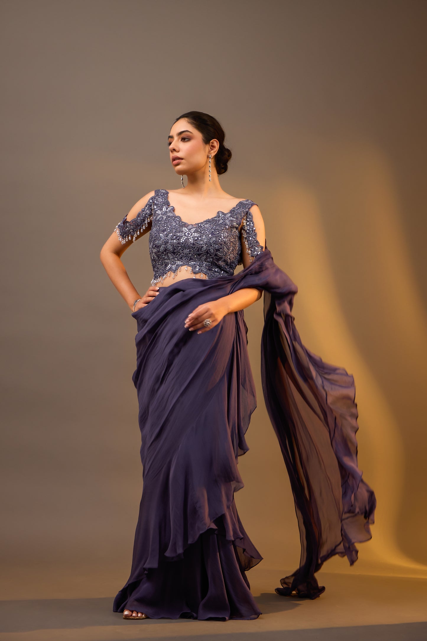Embellished Pre Draped Lehenga Saree