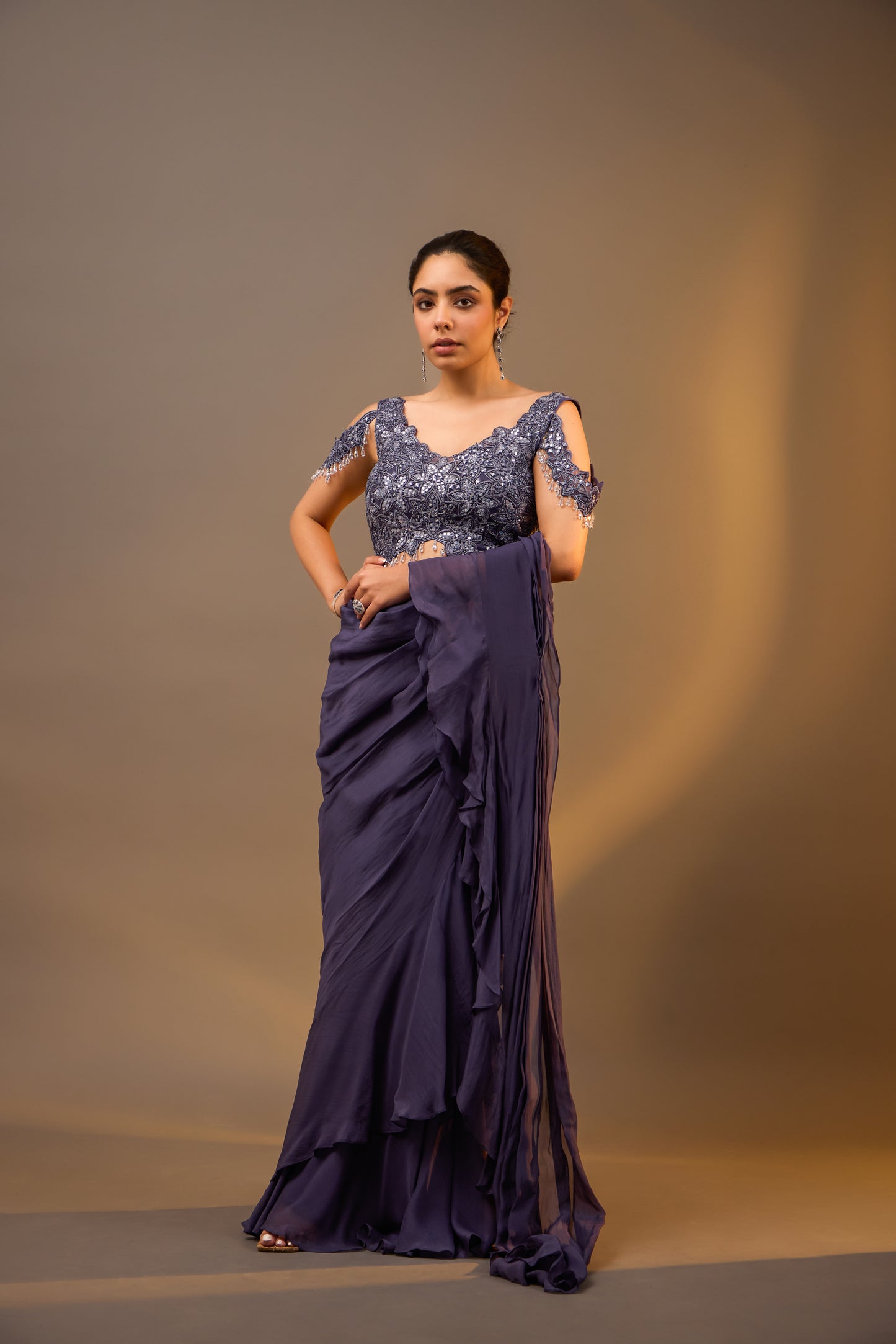 Embellished Pre Draped Lehenga Saree