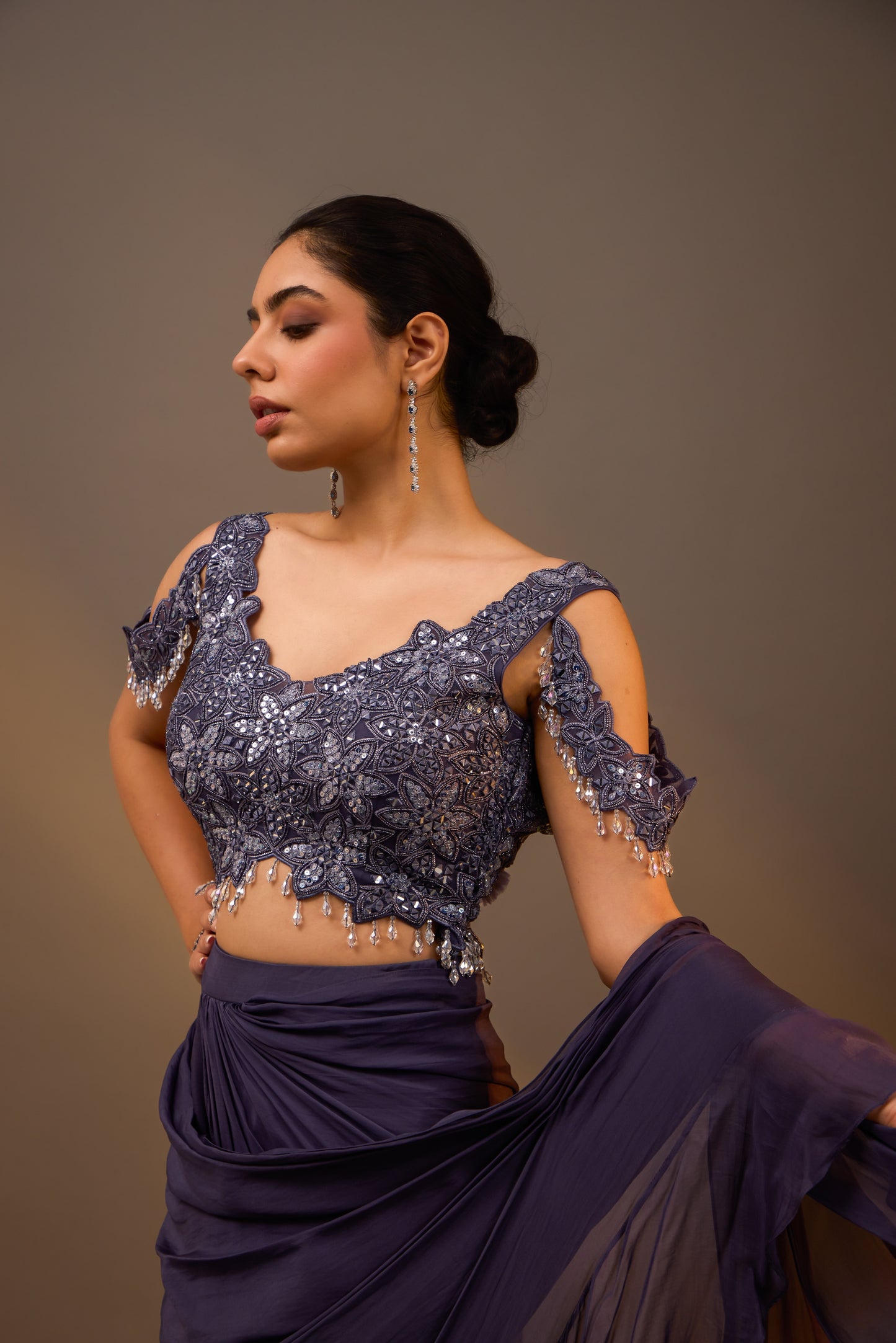 Embellished Pre Draped Lehenga Saree