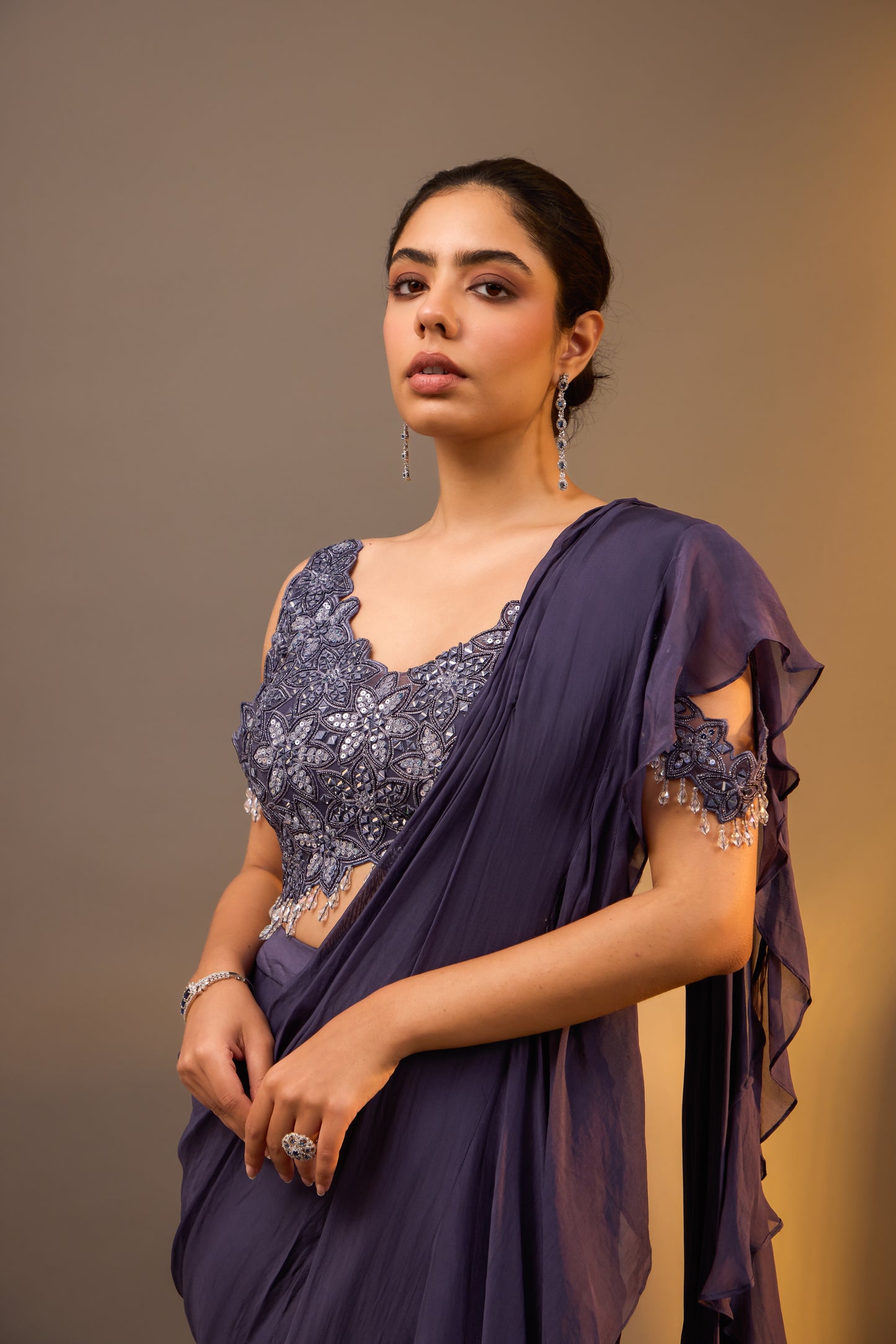 Embellished Pre Draped Lehenga Saree