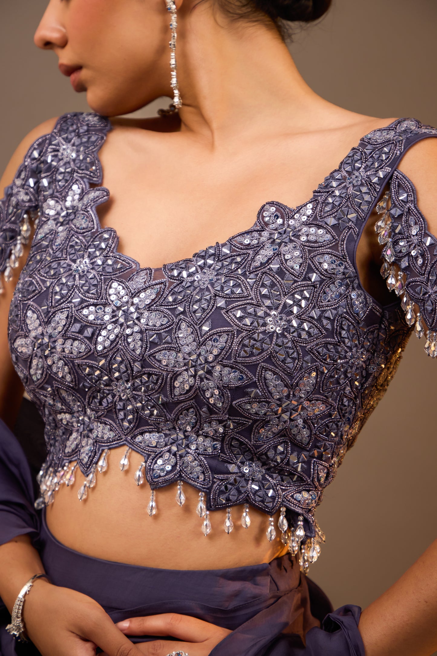 Embellished Pre Draped Lehenga Saree