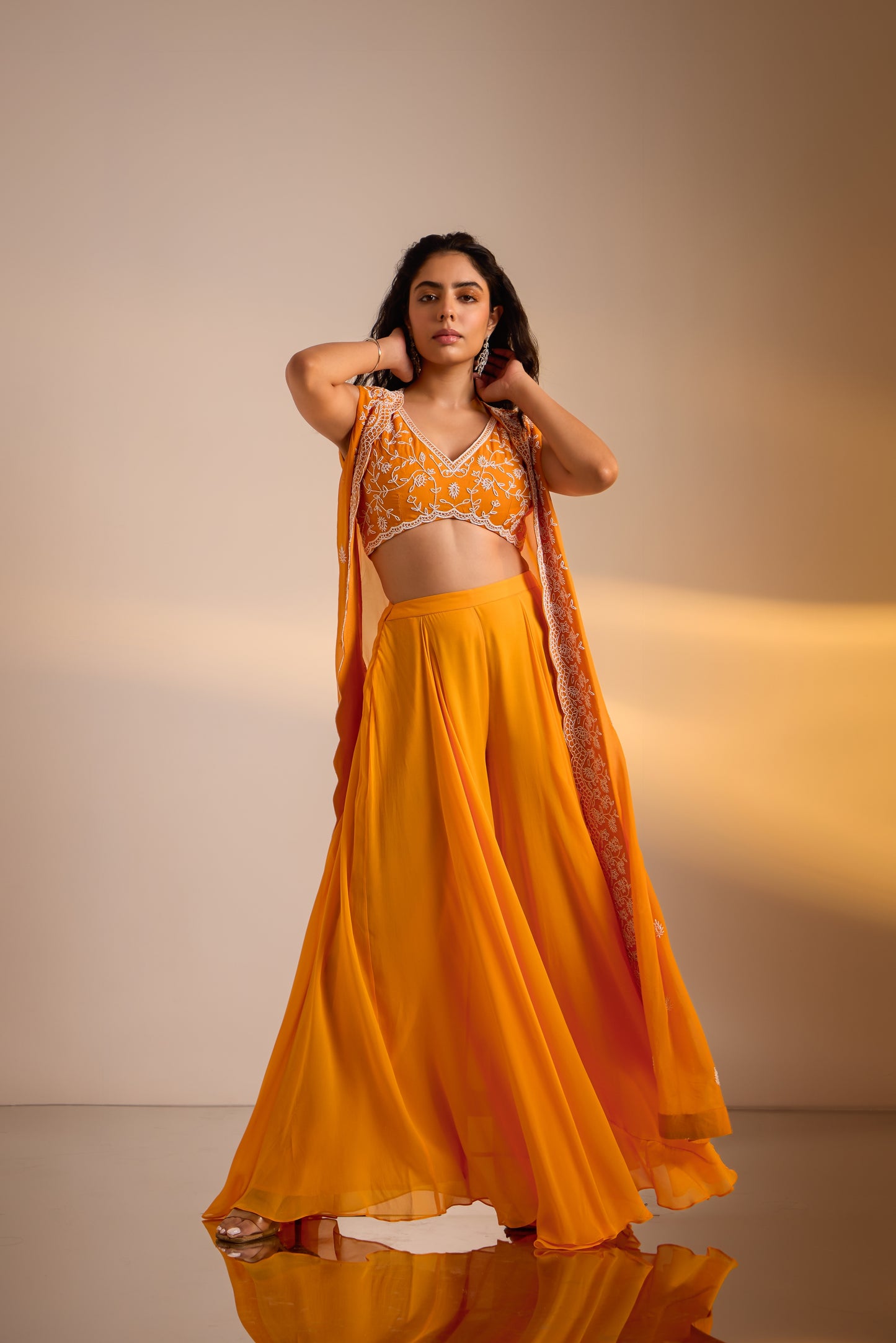Embellished Plazzos set with Cape