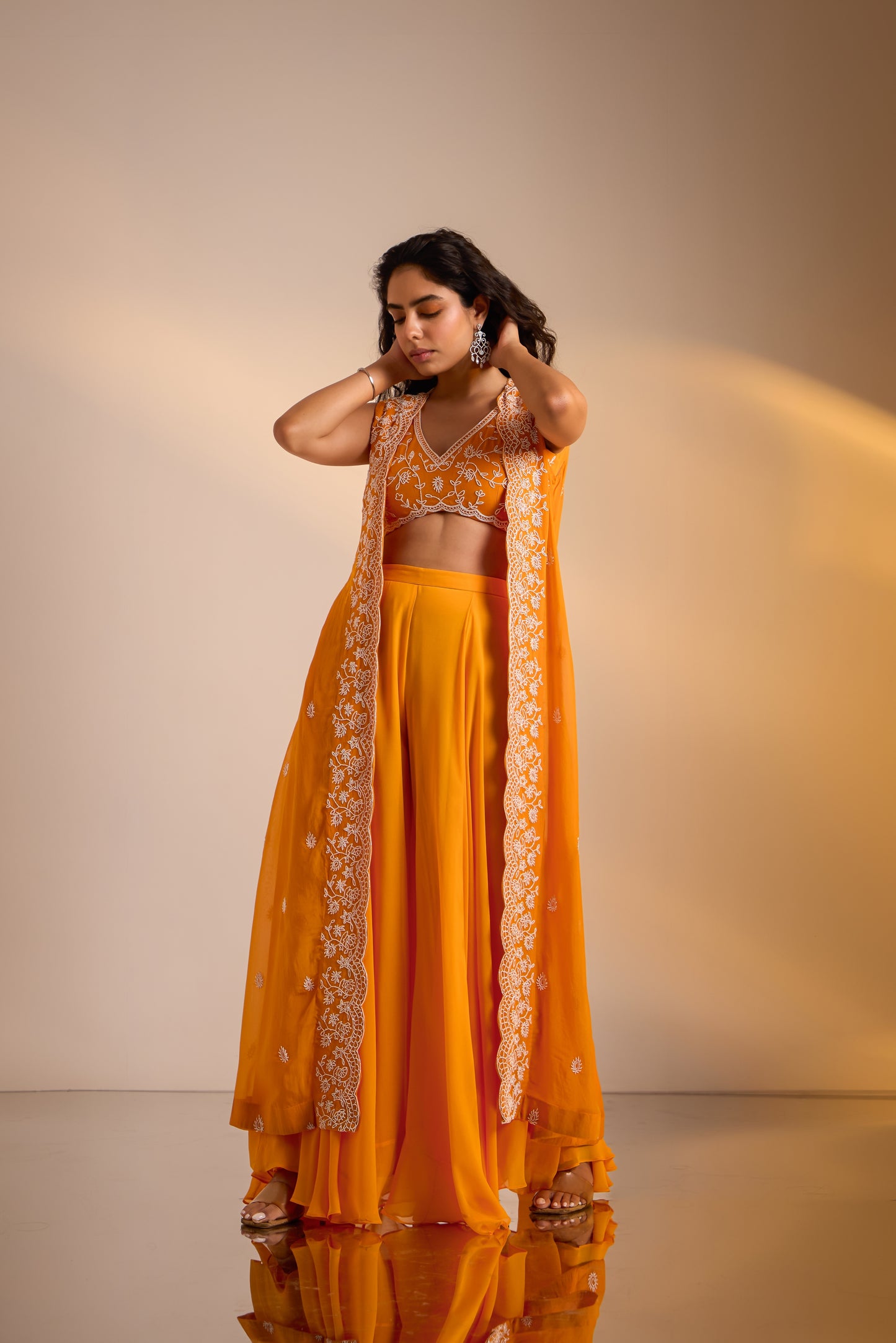 Embellished Plazzos set with Cape