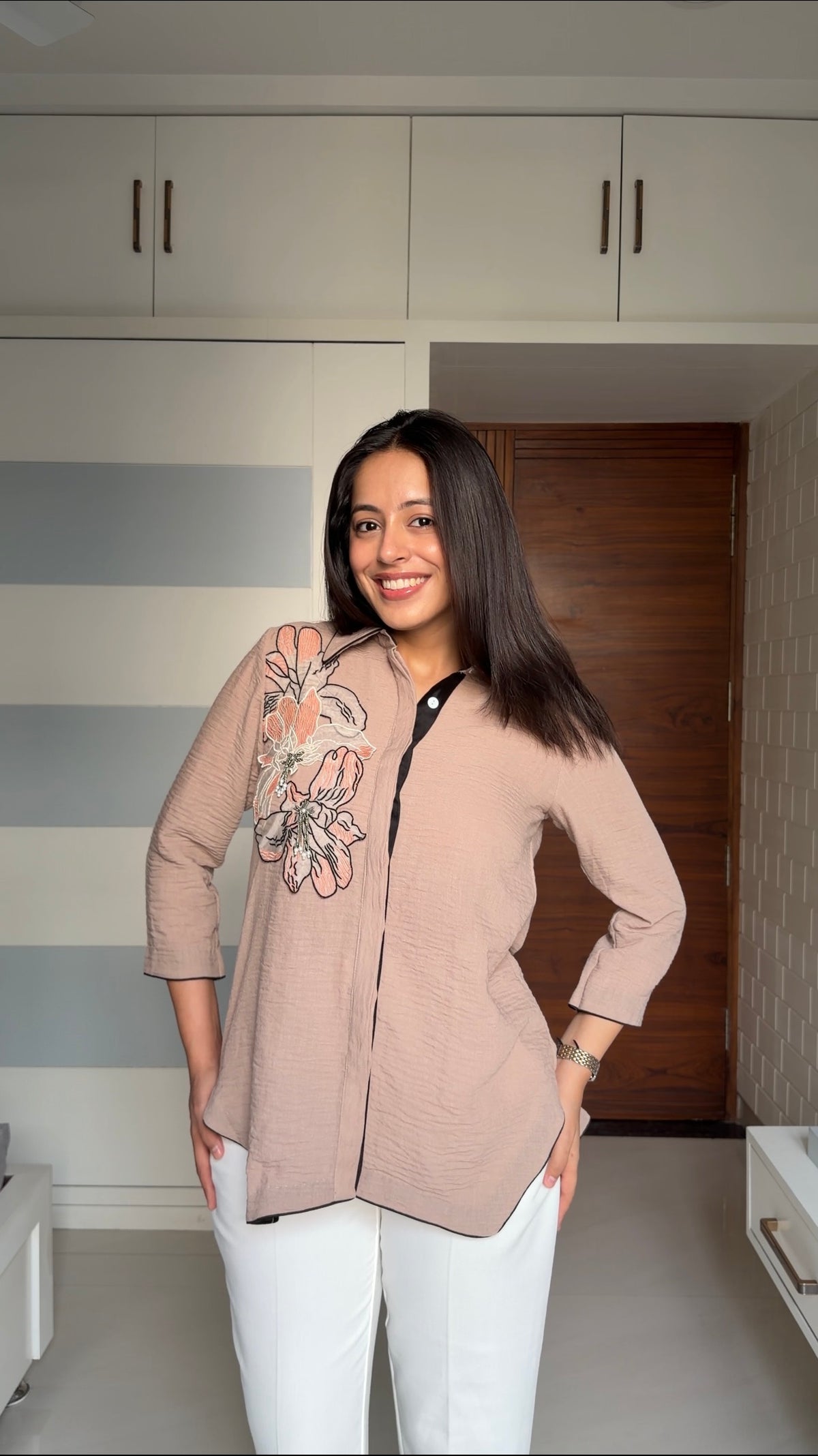 Petal Crest Shirt in Beige
