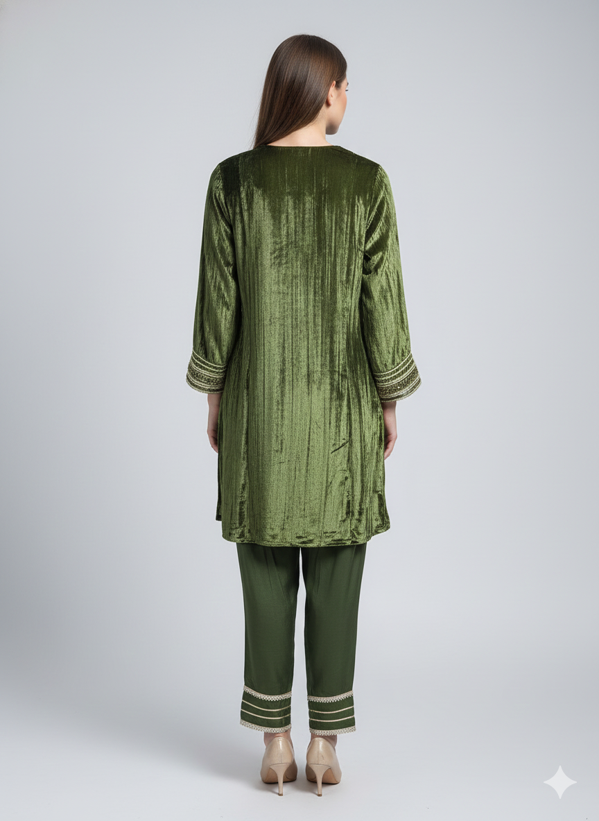 Green Velvet Farshi Salwar Set