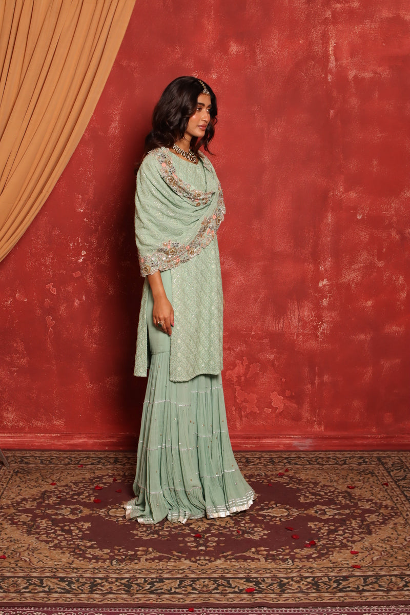 Chikankari Kurta Set (Green)