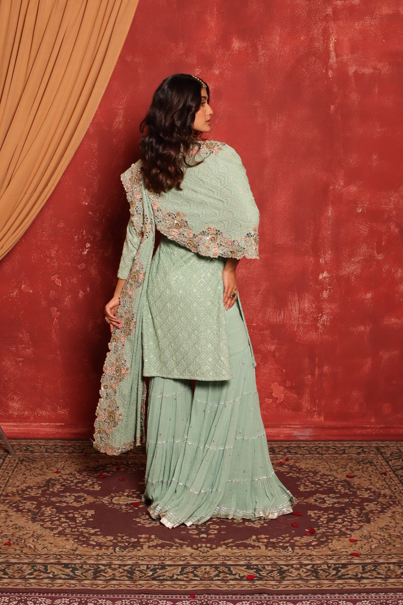 Chikankari Kurta Set (Green)