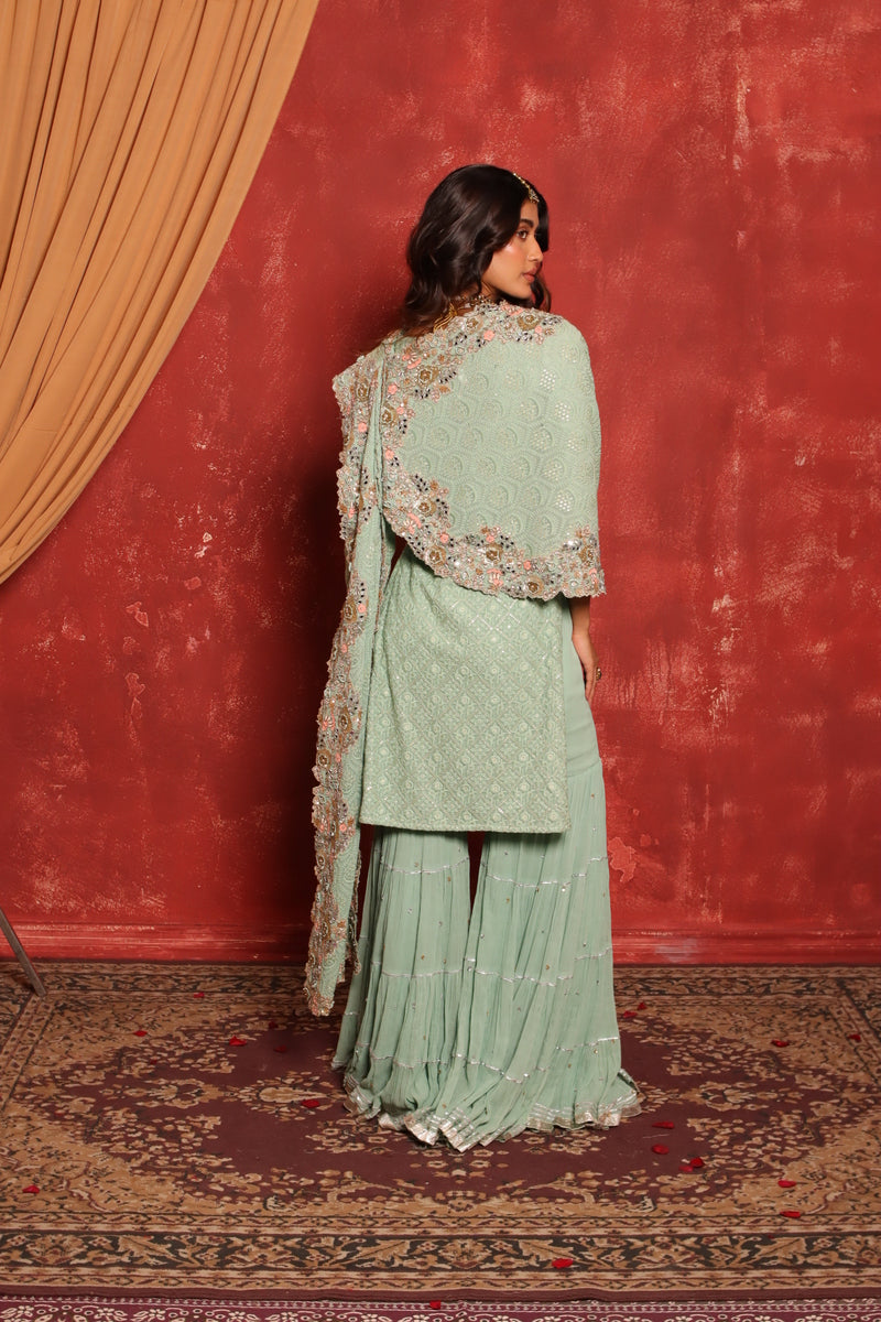 Chikankari Kurta Set (Green)