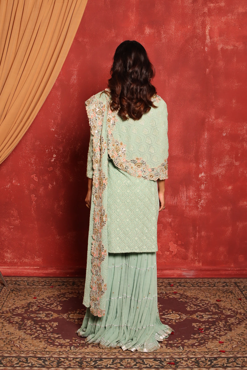 Chikankari Kurta Set (Green)