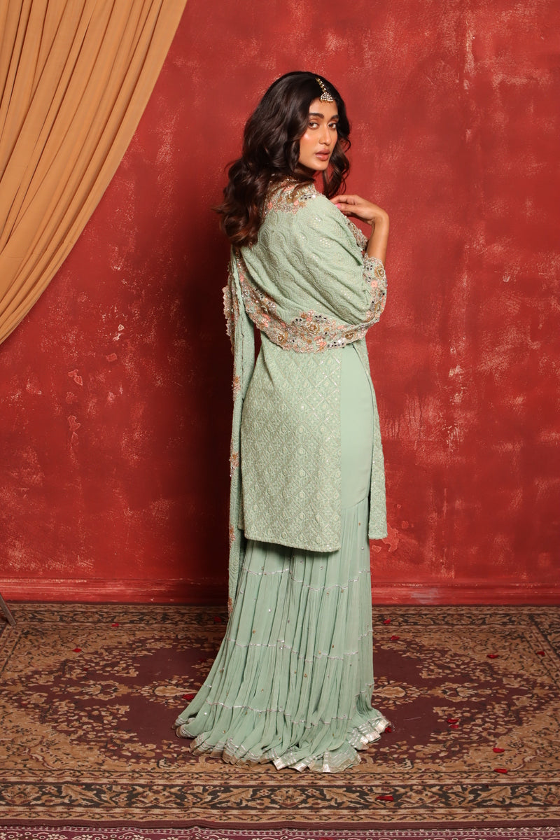 Chikankari Kurta Set (Green)