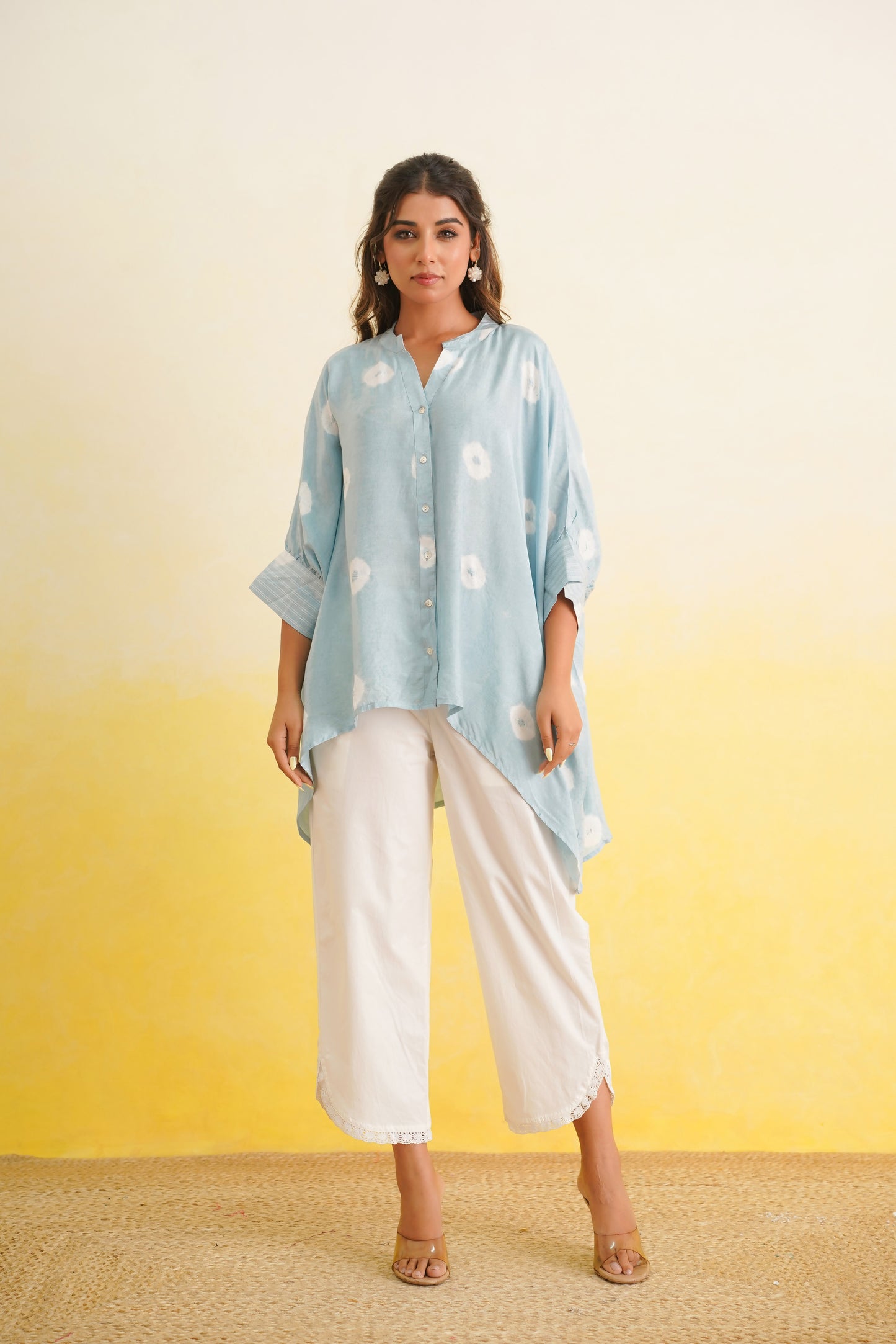 Bandhani Co-ord Set of Two (Ice Blue)