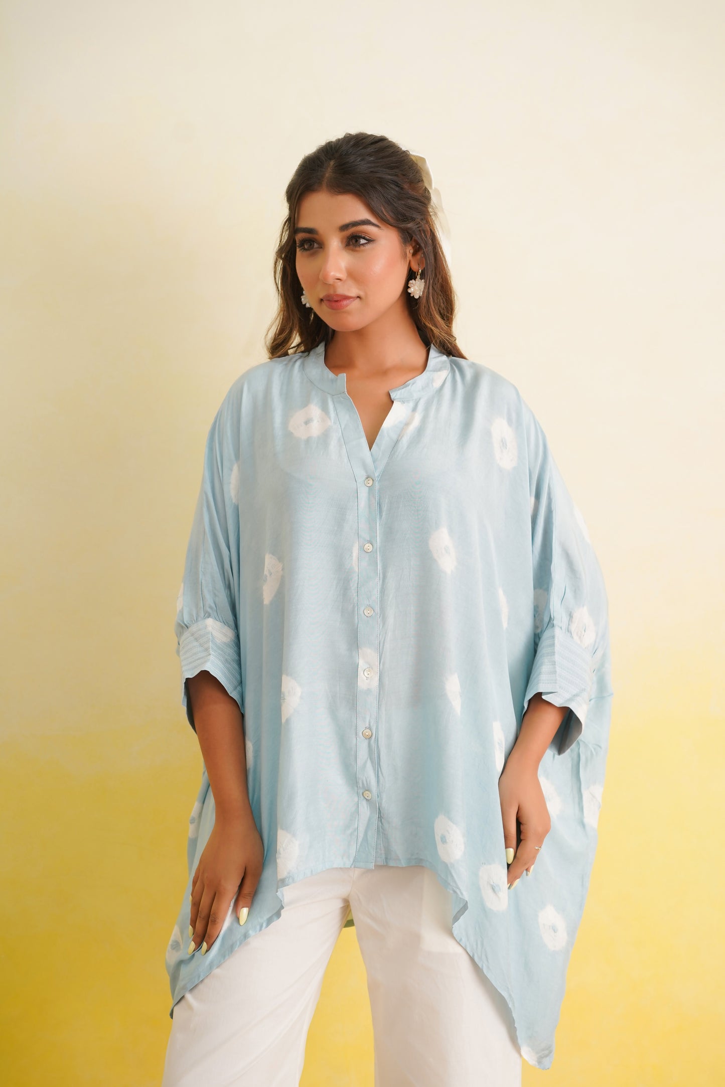 Bandhani Co-ord Set of Two (Ice Blue)