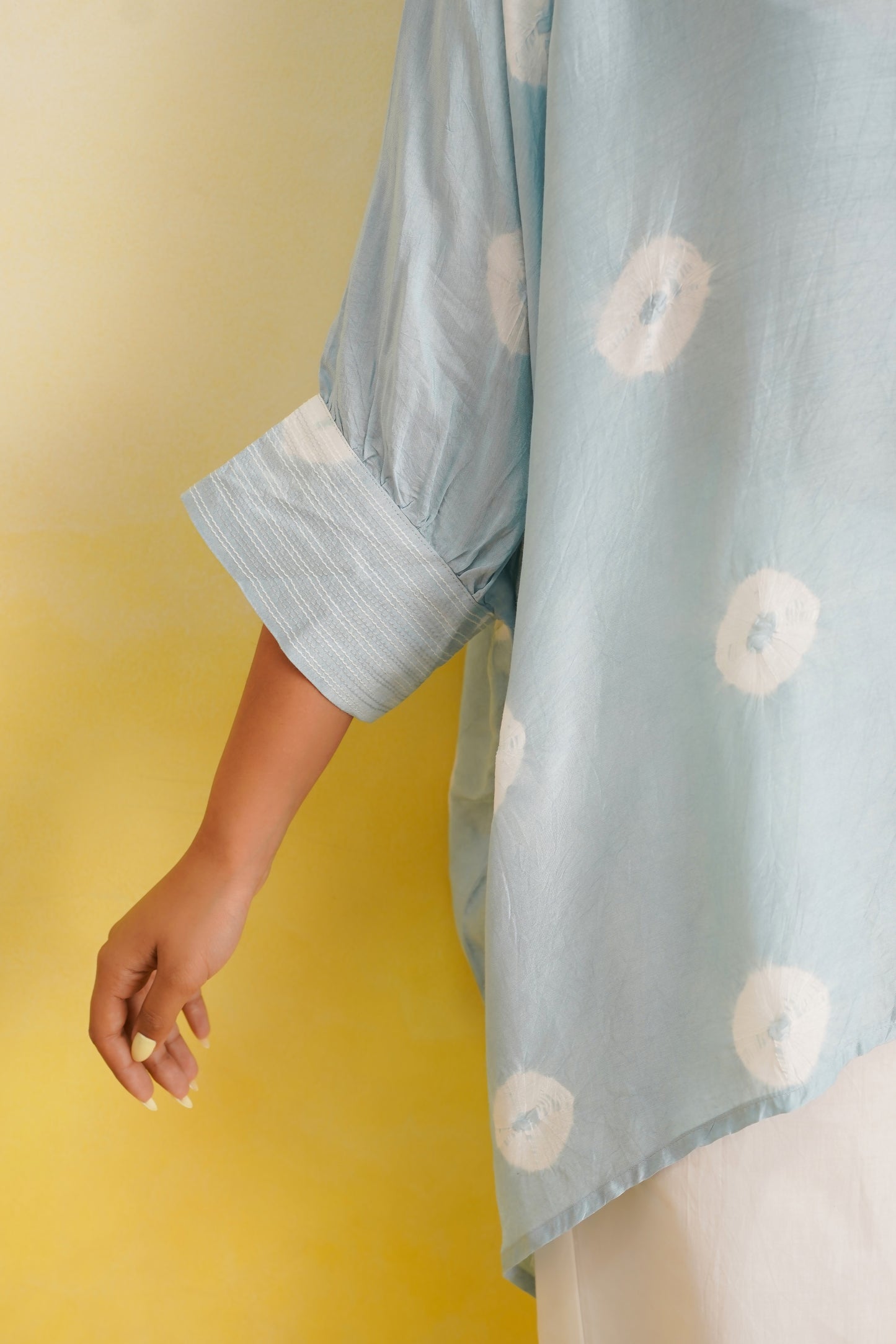 Bandhani Co-ord Set of Two (Ice Blue)
