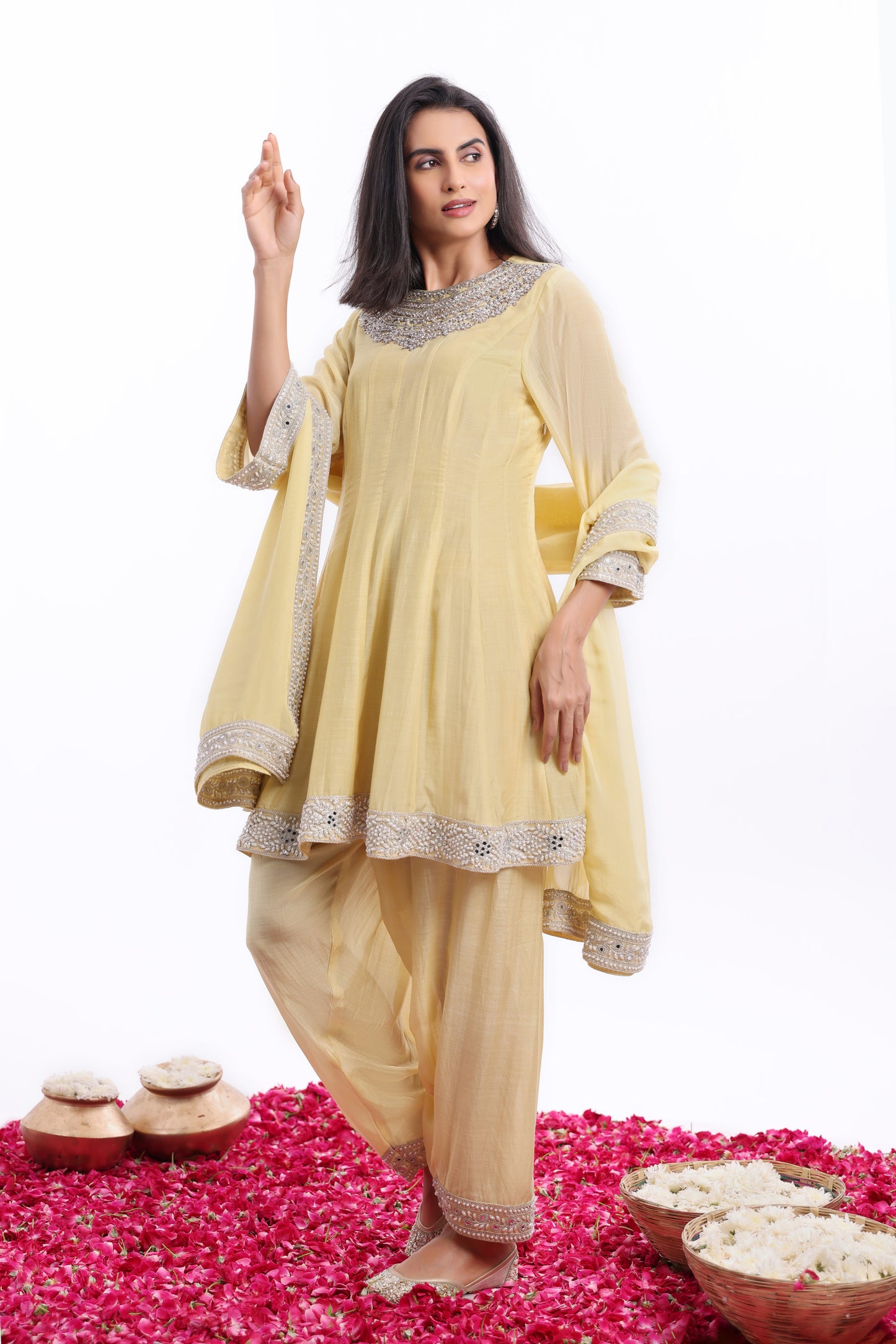 Anarkali Dupatta set with Narrow Salwar set