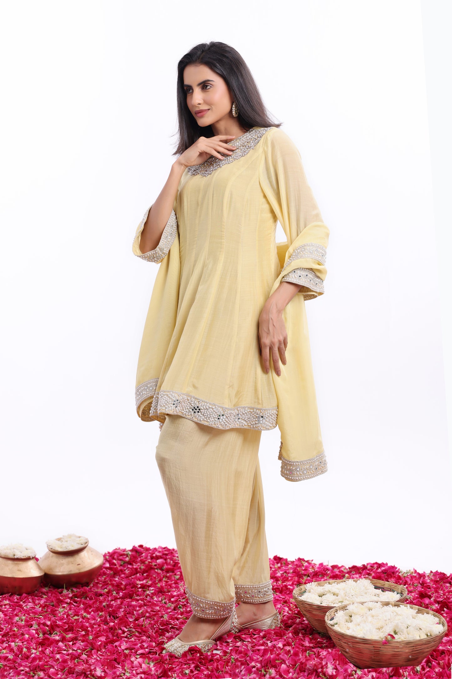 Anarkali Dupatta set with Narrow Salwar set