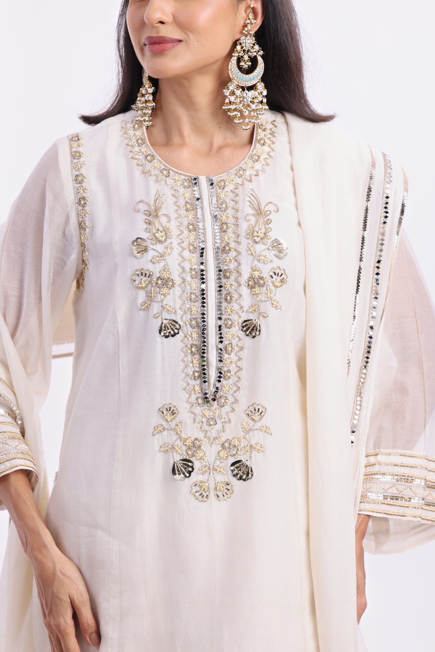 Straight short length shirt, Dupatta with Farsi salwar