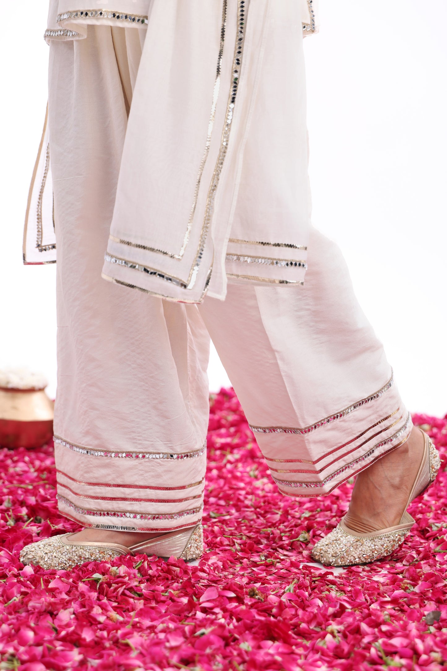 Straight short length shirt, Dupatta with Farsi salwar