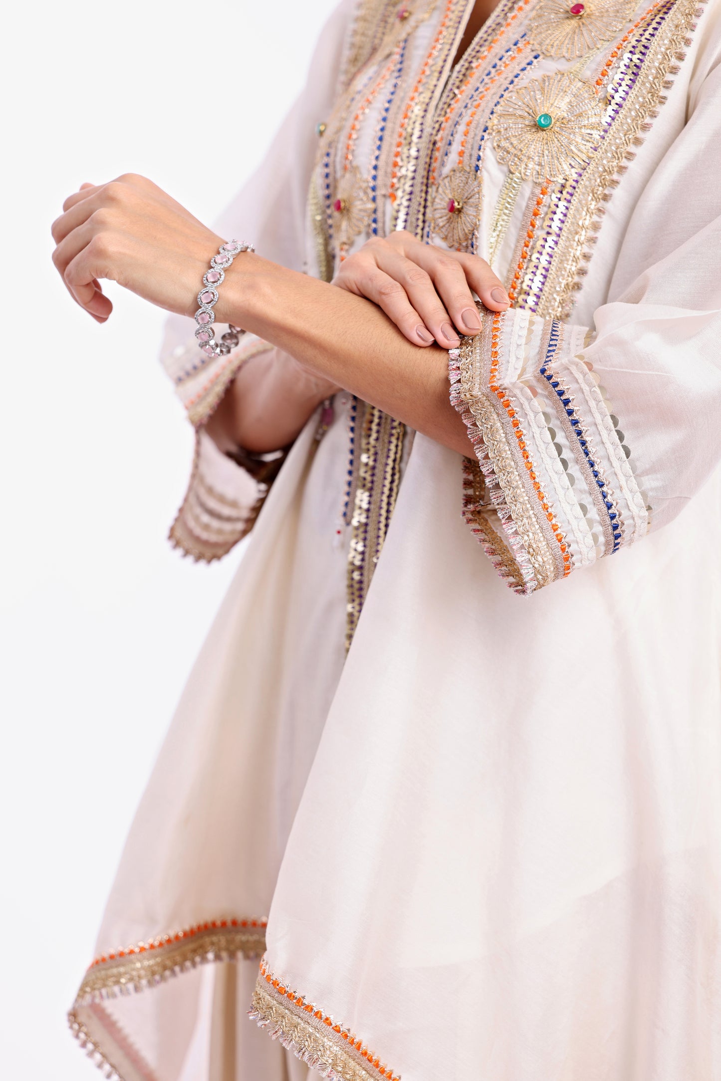 Asymmetrical short length shirt with narrow salwar