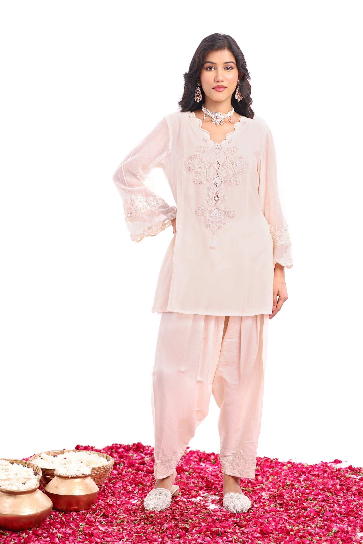 Straight short length shirt with Narrow Salwar