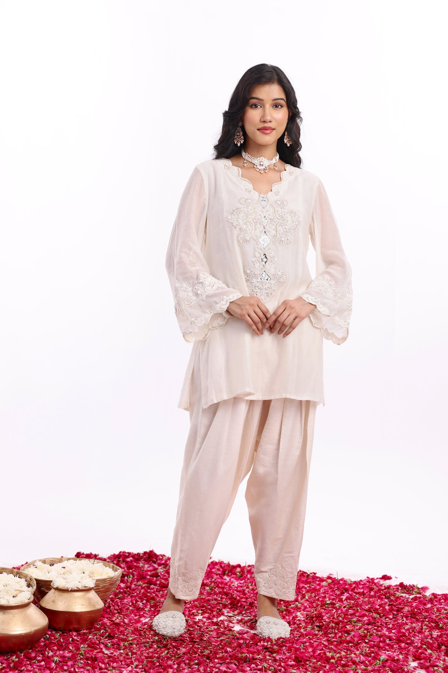 Straight short length shirt with Narrow Salwar