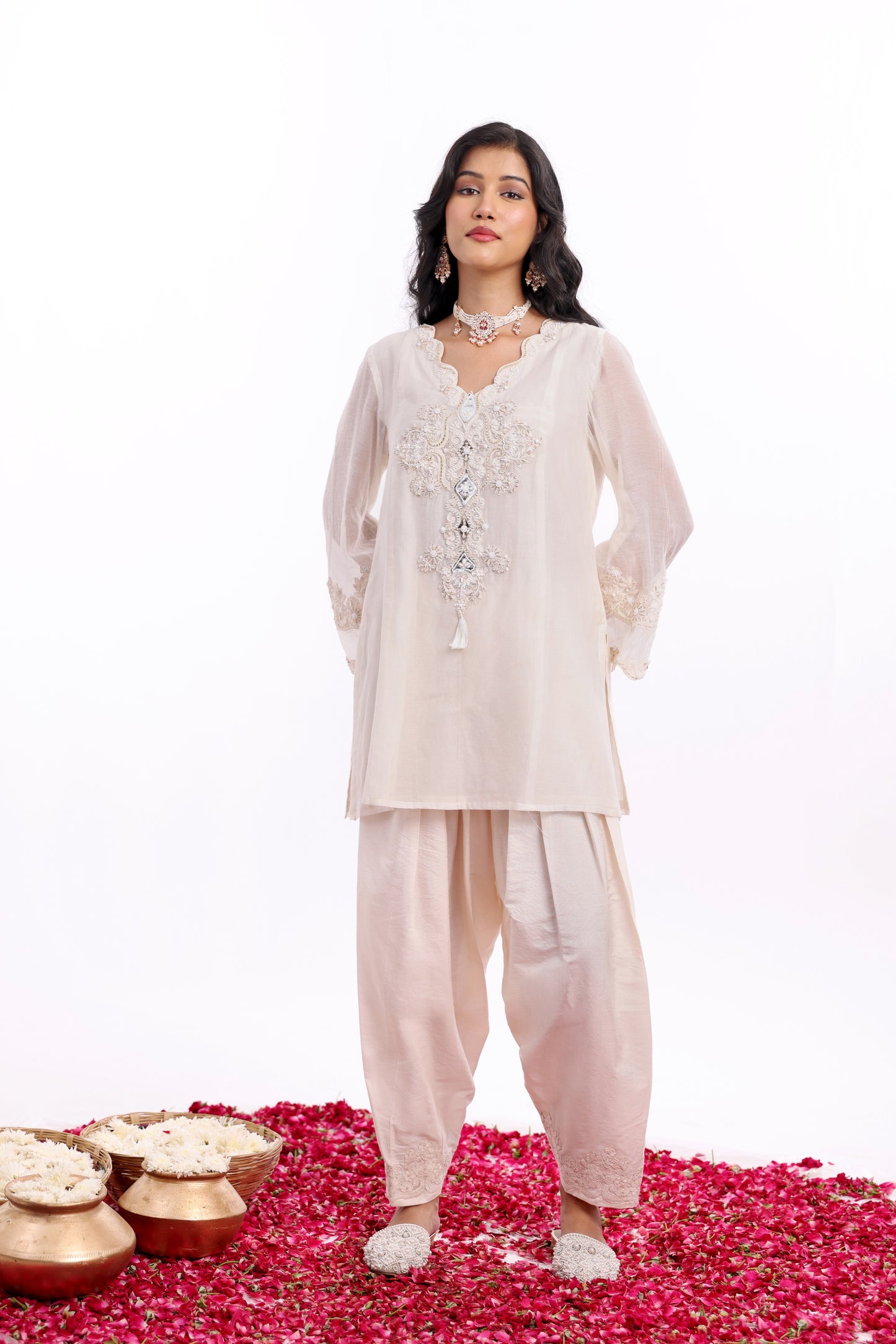 Straight short length shirt with Narrow Salwar
