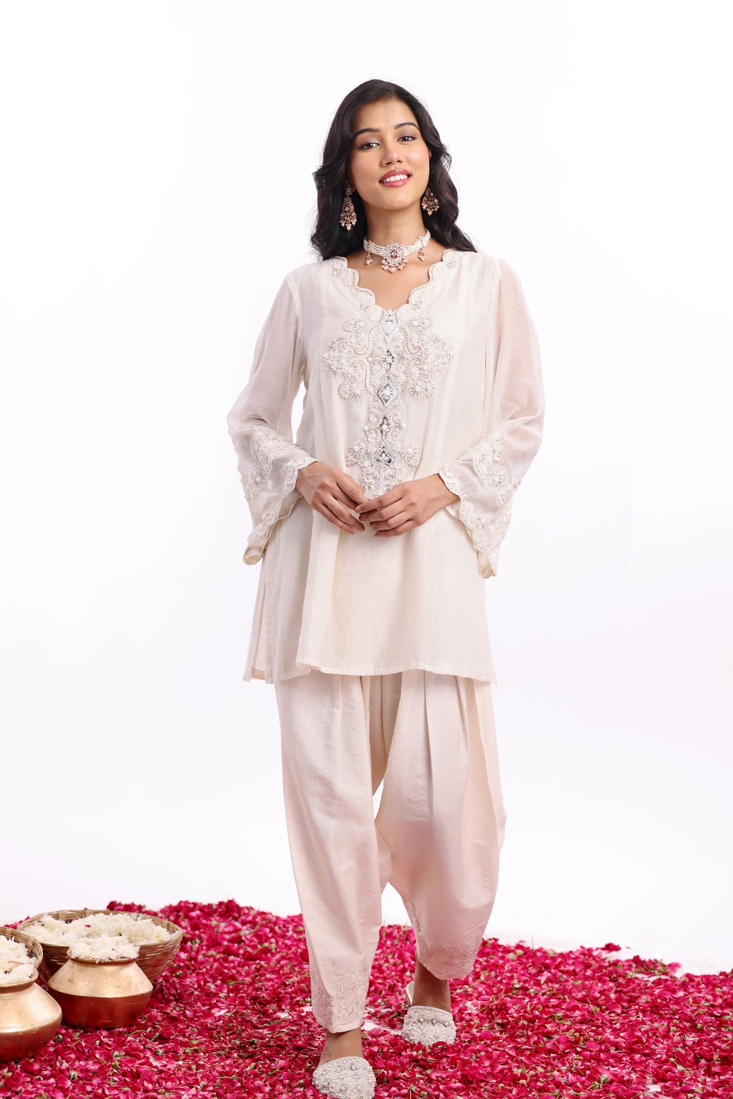 Straight short length shirt with Narrow Salwar