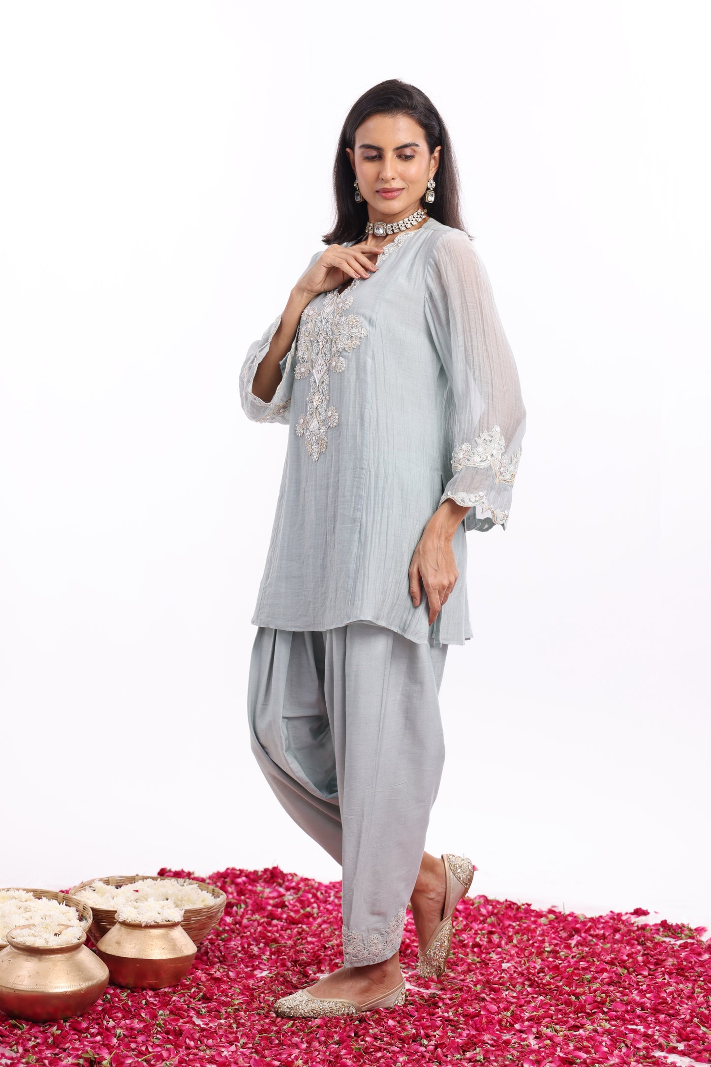 Straight short length shirt with Narrow salwar
