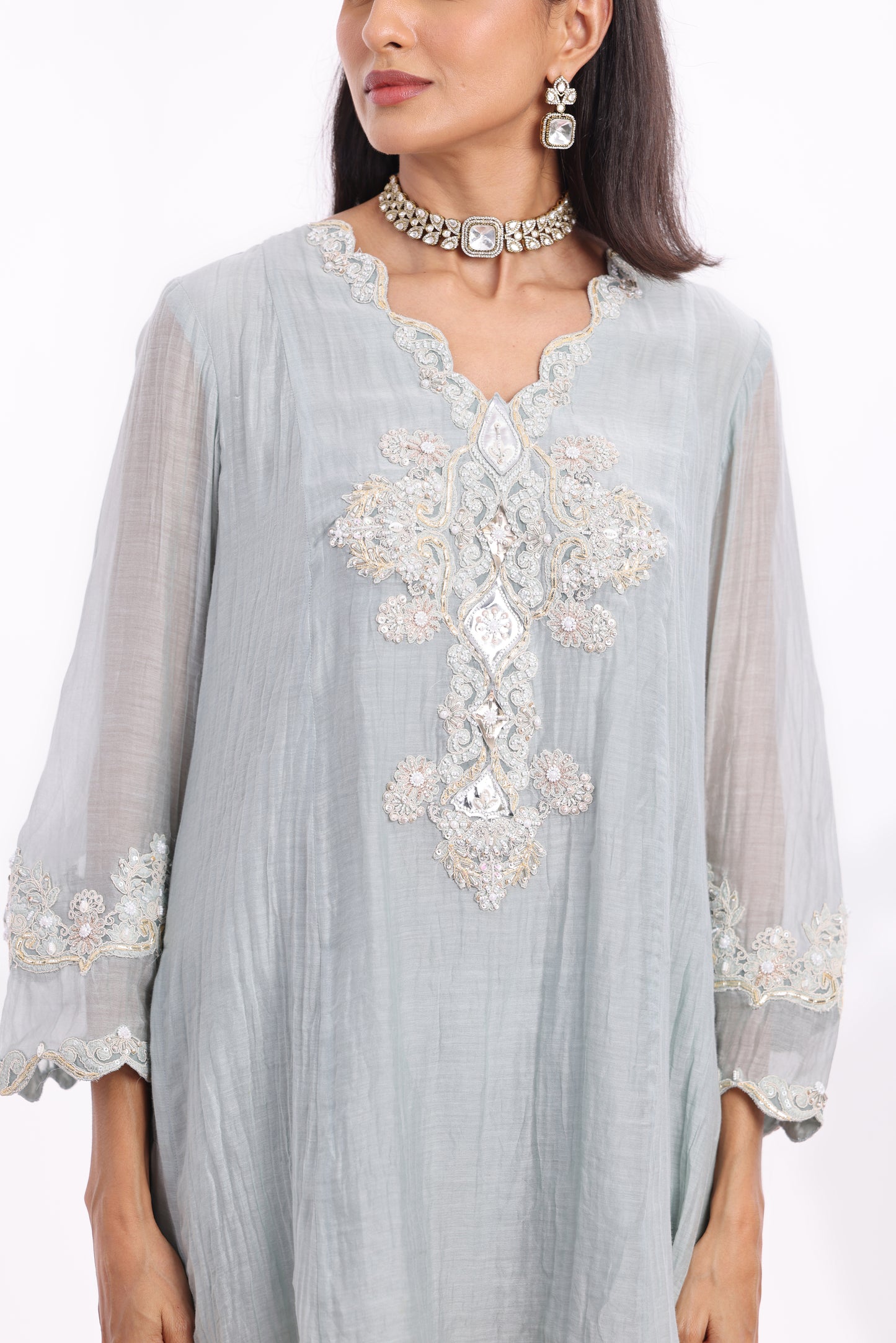Straight short length shirt with Narrow salwar
