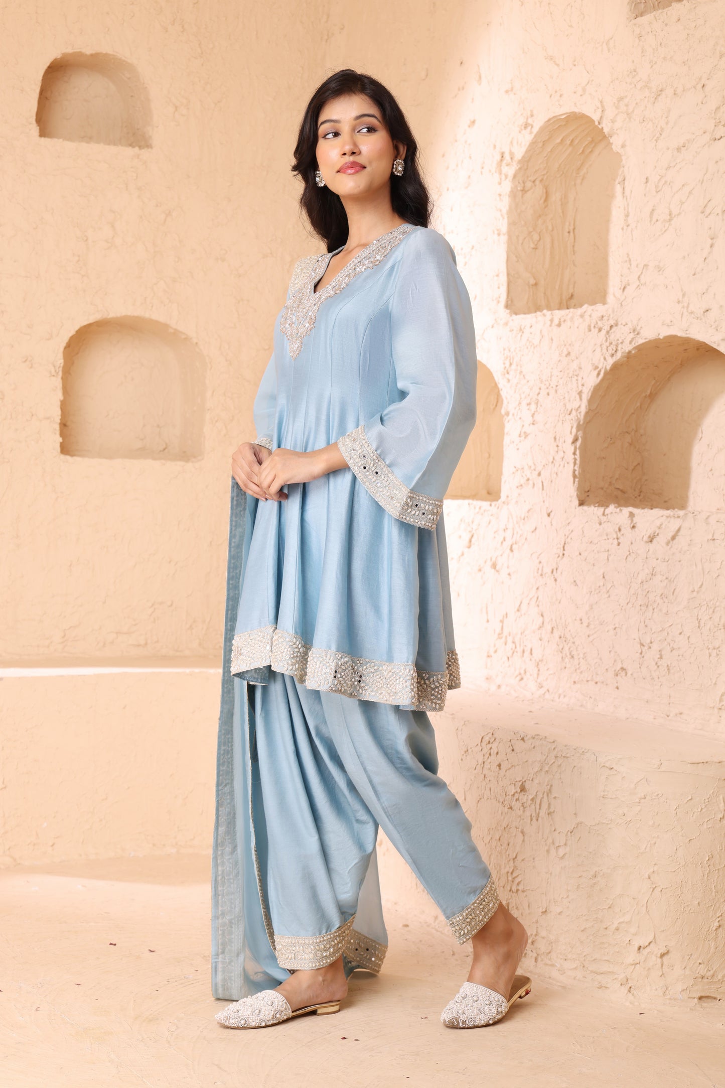 Anarkali dupatta set, Dupatta with Narrow Salwar set