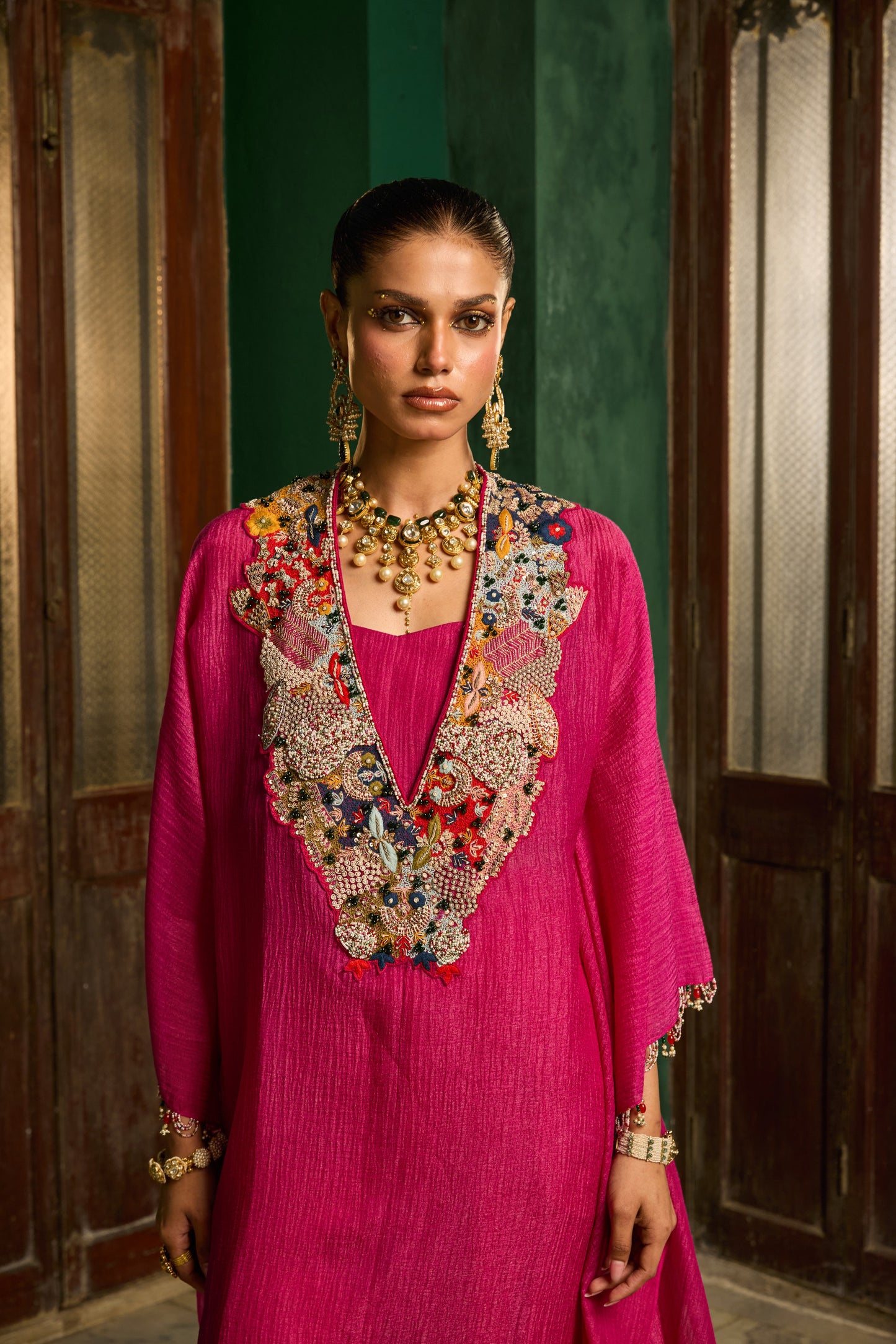 Jewel toned fuschia crinkle